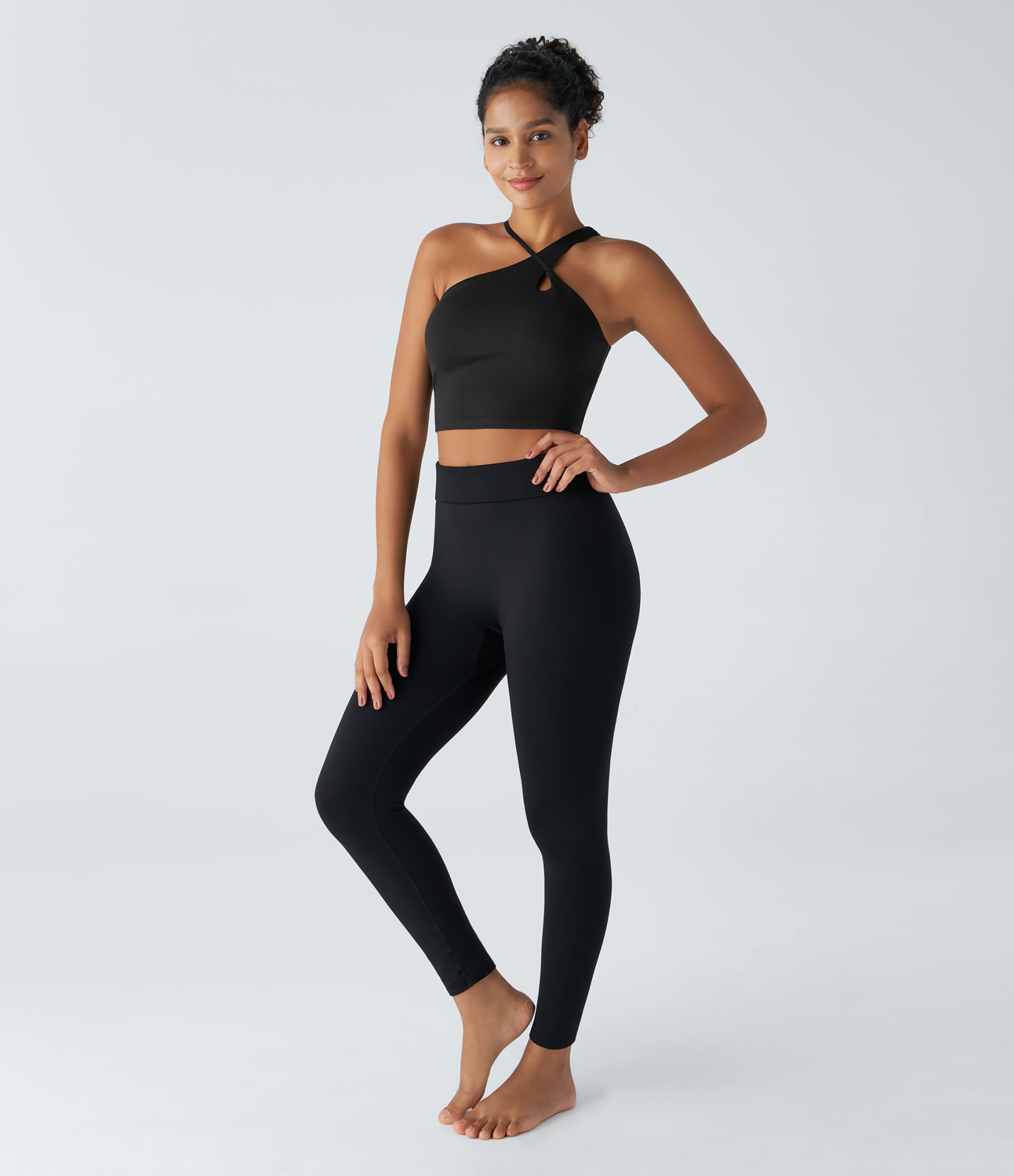 Halara Softlyzeroв„ў Airy One Shoulder Adjustable Strap Backless Cool Touch Cropped Yoga Tank Top-UPF50+ Tank Top - Black - XL golf tops 