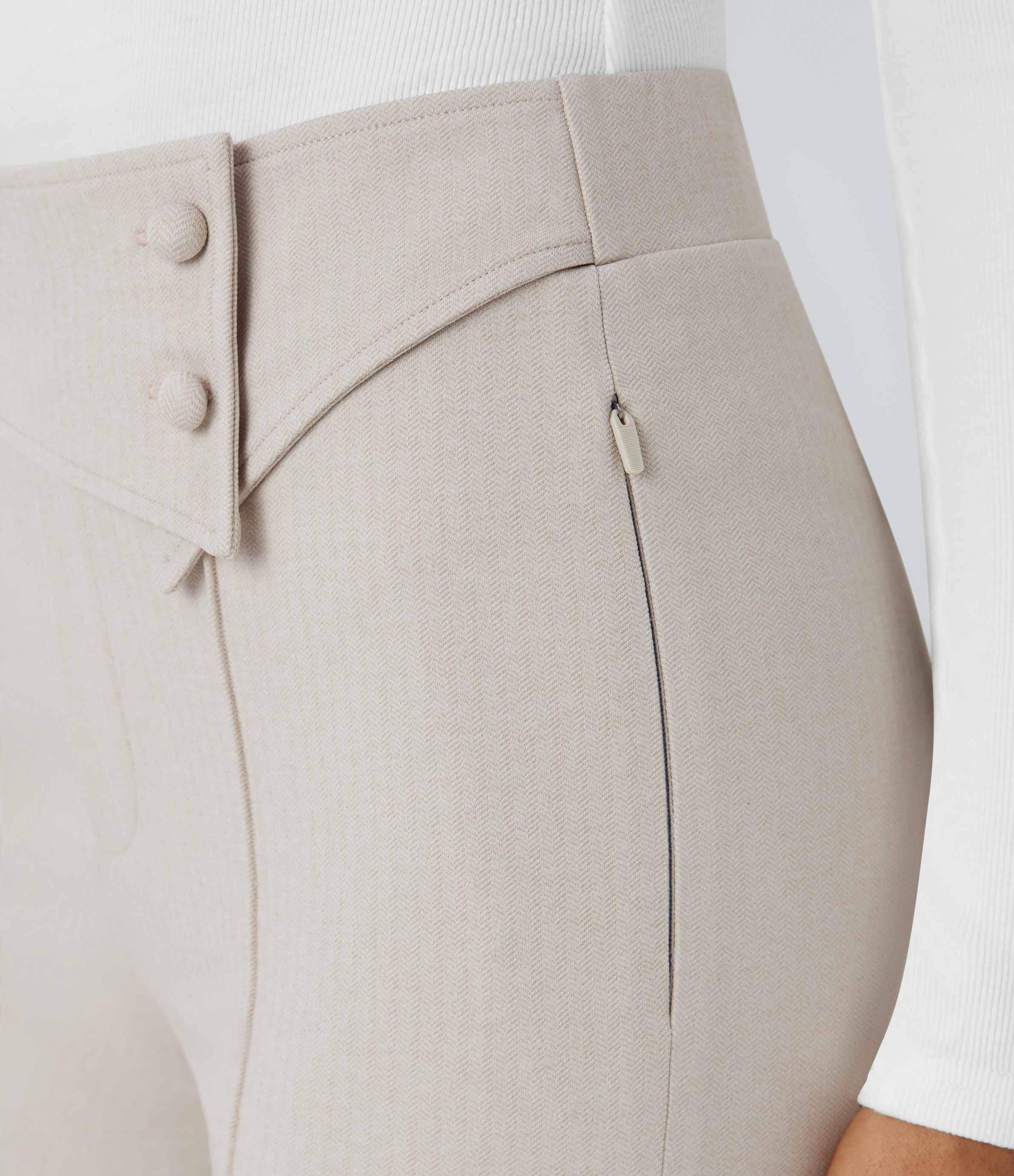 Halara Foldover High Waisted Side Zipper Pocket Herringbone Work Leggings  - Moonbeam - XS(7/8) 