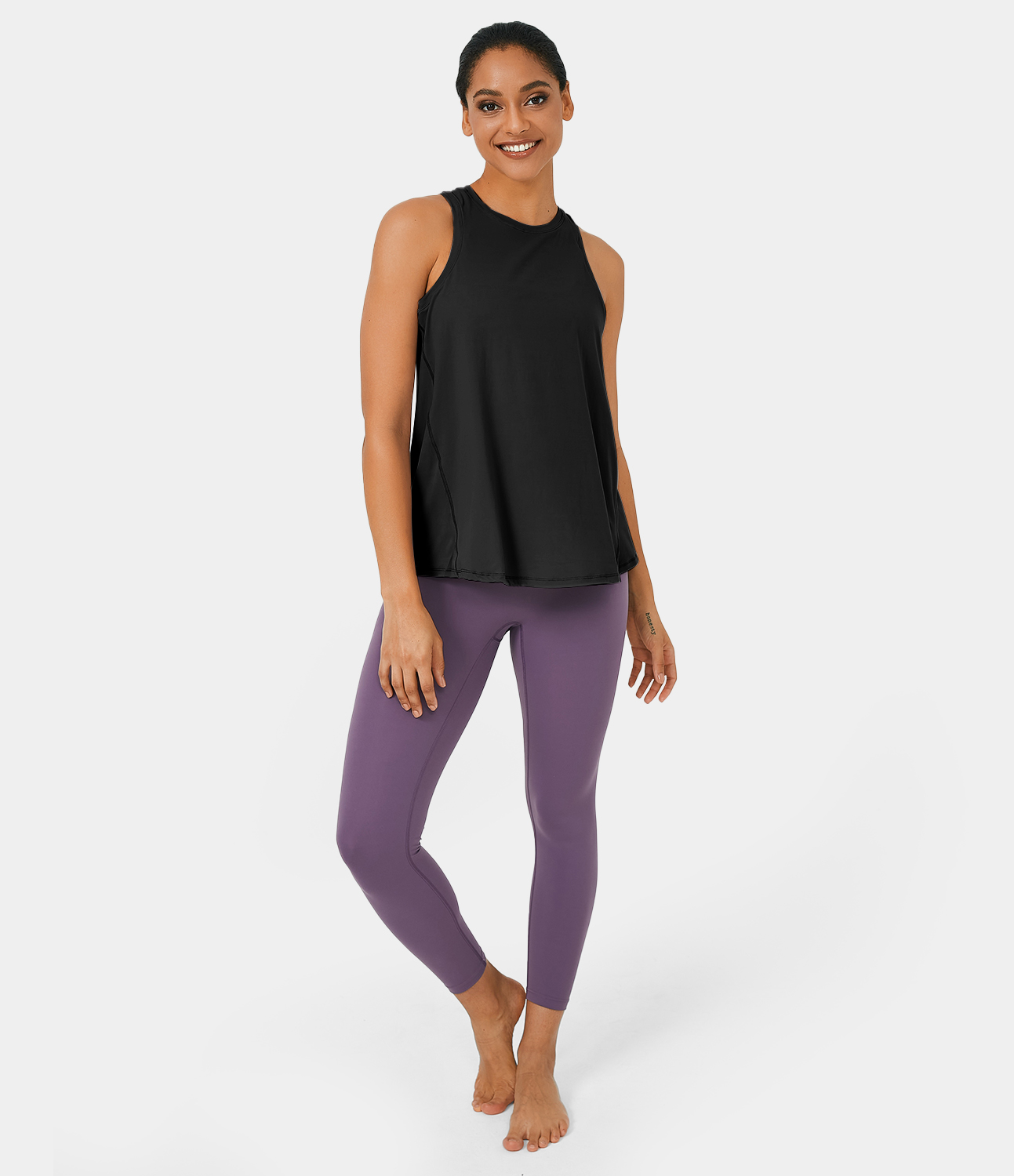 Halara Split Tie Back Tank Top-No Bra Tank Top - Midnight Adventure - Black - XS golf tops halter top tunic tops sleeveless tops backless top 