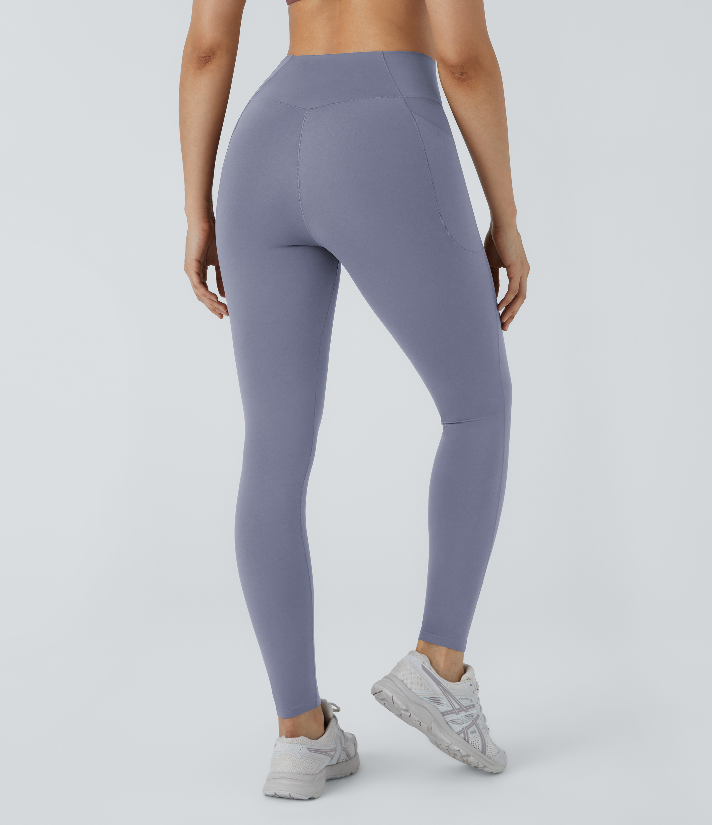 Halara PatitoffВ® 2.0 Pet Hair Resistant High Waisted Crossover Side Pocket Yoga Leggings  - Smoke Purple Blue - XL(7/8) gym leggings 