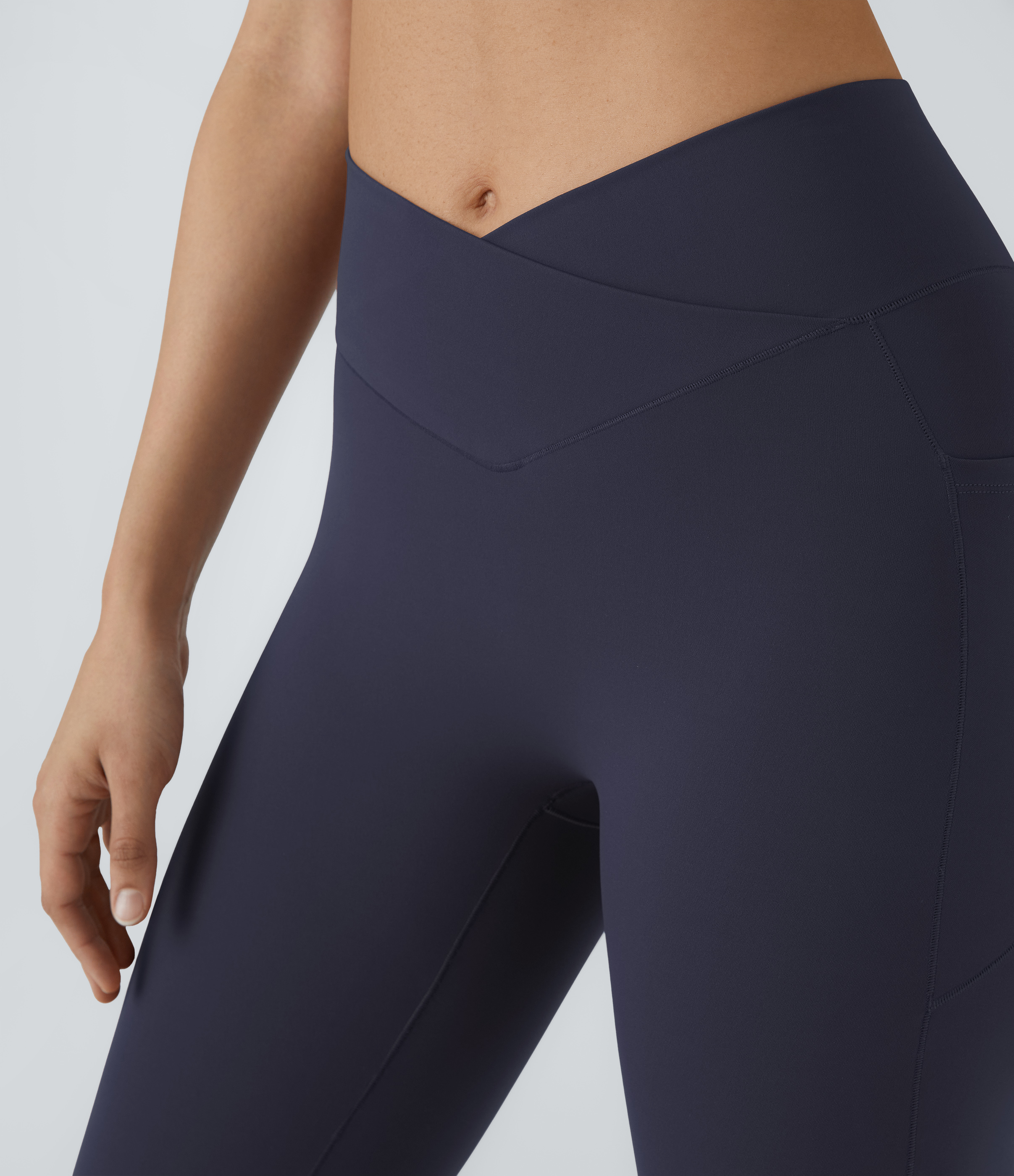 Halara PatitoffВ® 2.0 Pet Hair Resistant High Waisted Crossover Side Pocket Yoga Leggings  - Peacoat - XL(full_length) gym leggings 