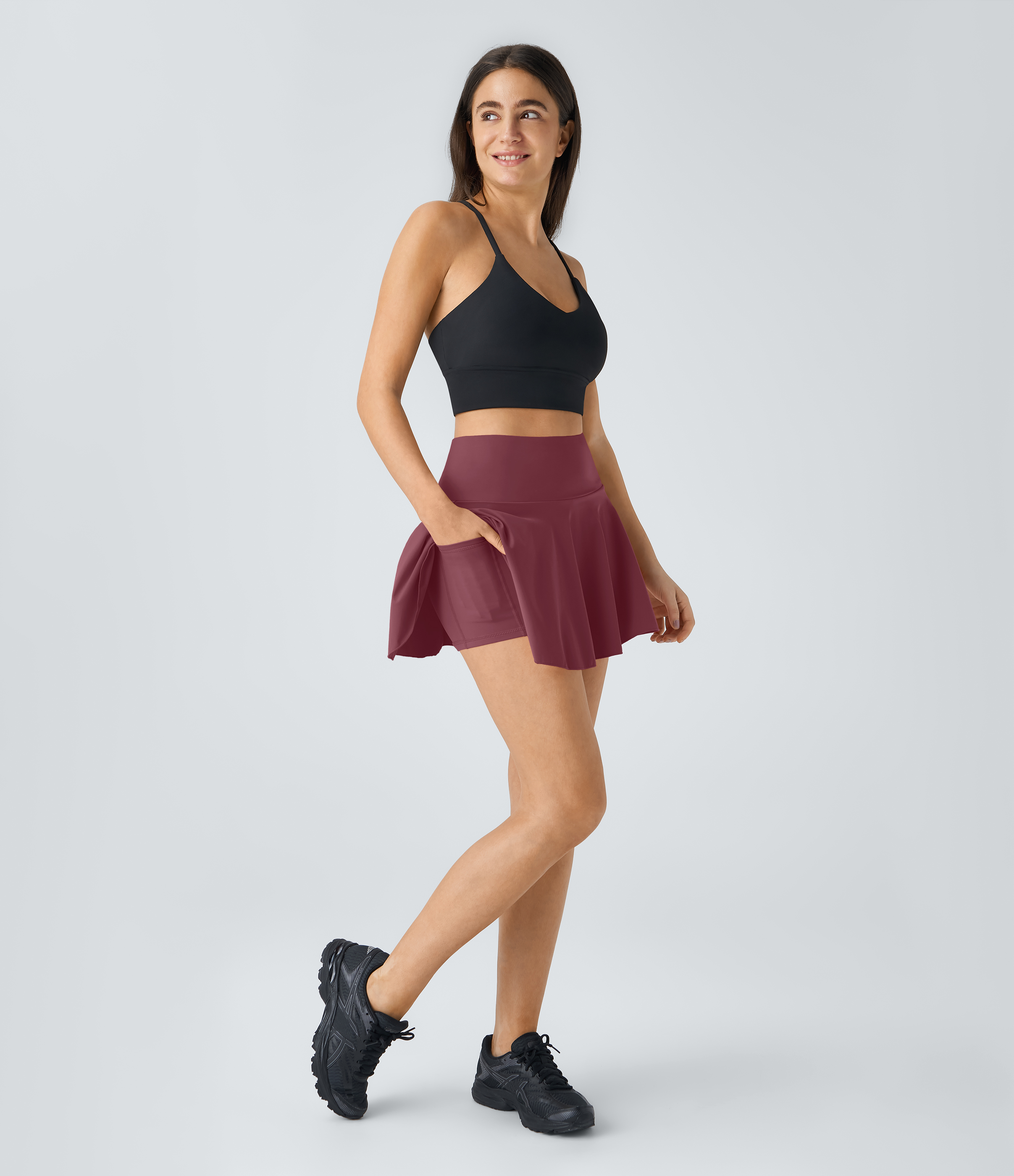 Halara Everyday Cloudfulв„ў Air Fabric 2-in-1 Cool Touch Tennis Skirt-Marvelous  - Cordovan - L midi skirt a line skirt golfing skirt 