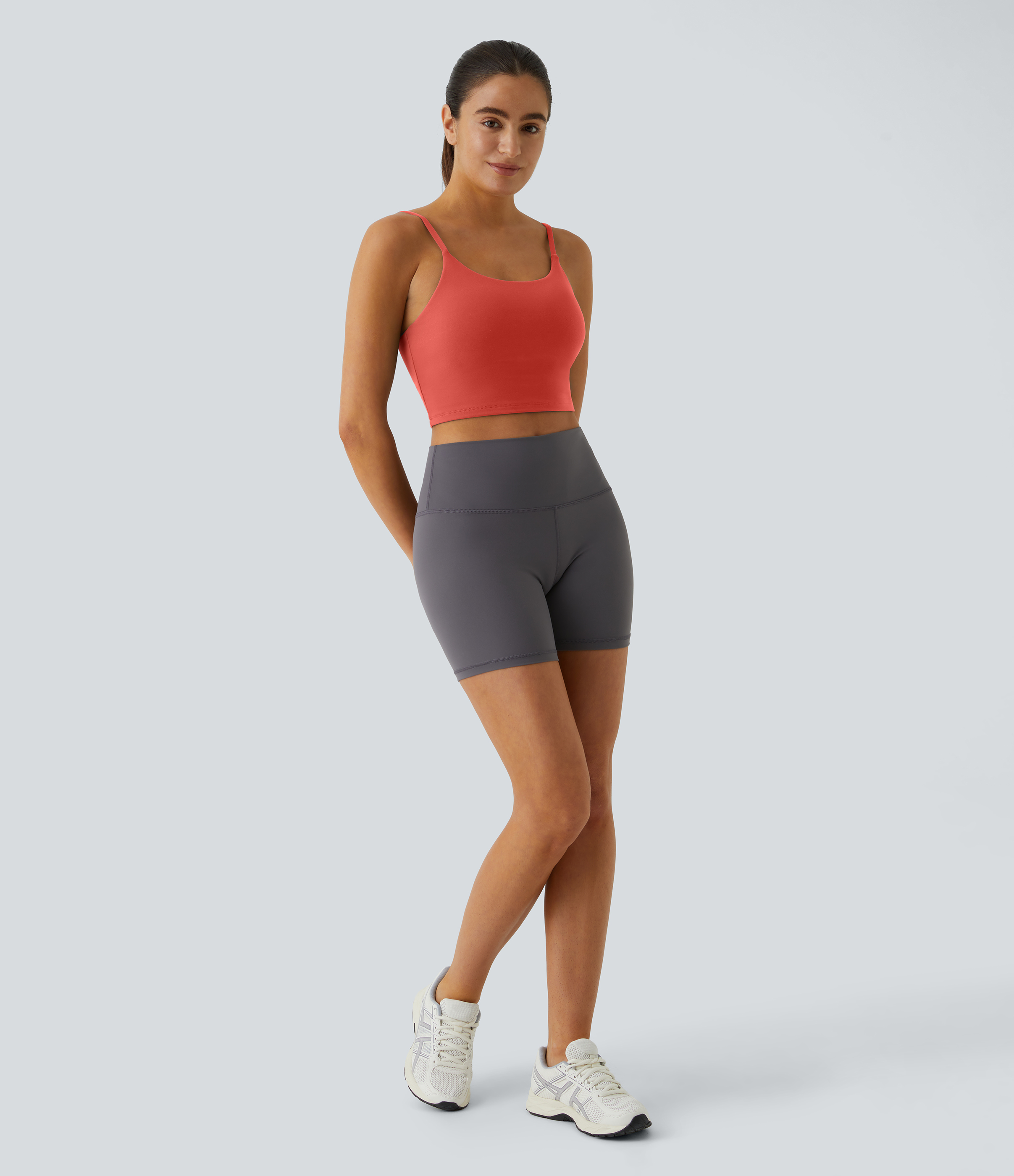 Halara Basic Padded Workout Cropped Tank Top Tank Top - Deep Sea Coral - L golf tops halter top tunic tops sleeveless tops backless top 
