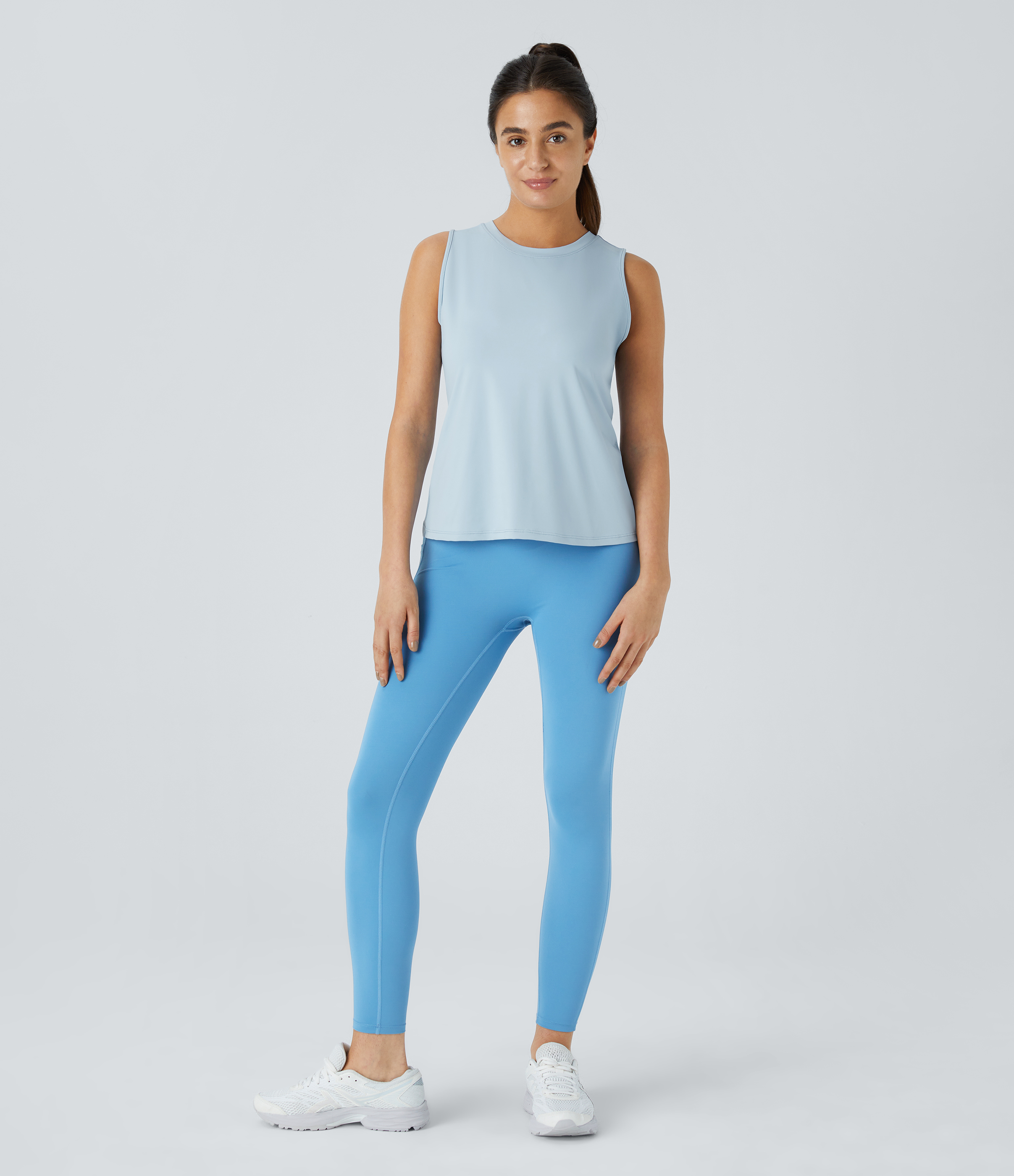Halara In My Feels Cut Out Crossover Hem Yoga Tank Top Tank Top - Ballad Blue - M golf tops halter top tunic tops sleeveless tops 