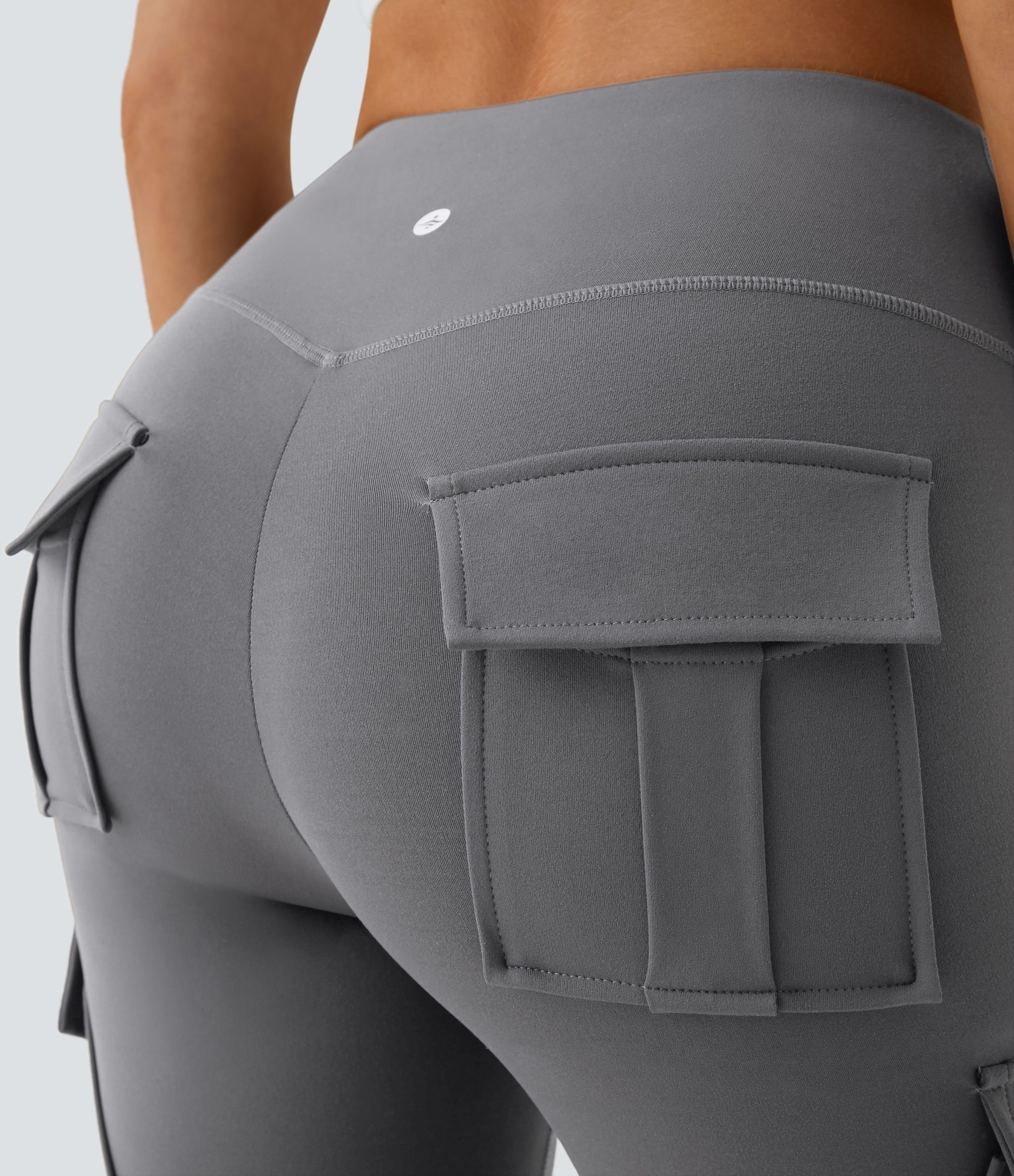 Halara High Waisted Cargo Pocket Skinny Yoga 7/8 Leggings  - Silent Storm - XS gym leggings leggings with pockets leggings with butt lift 