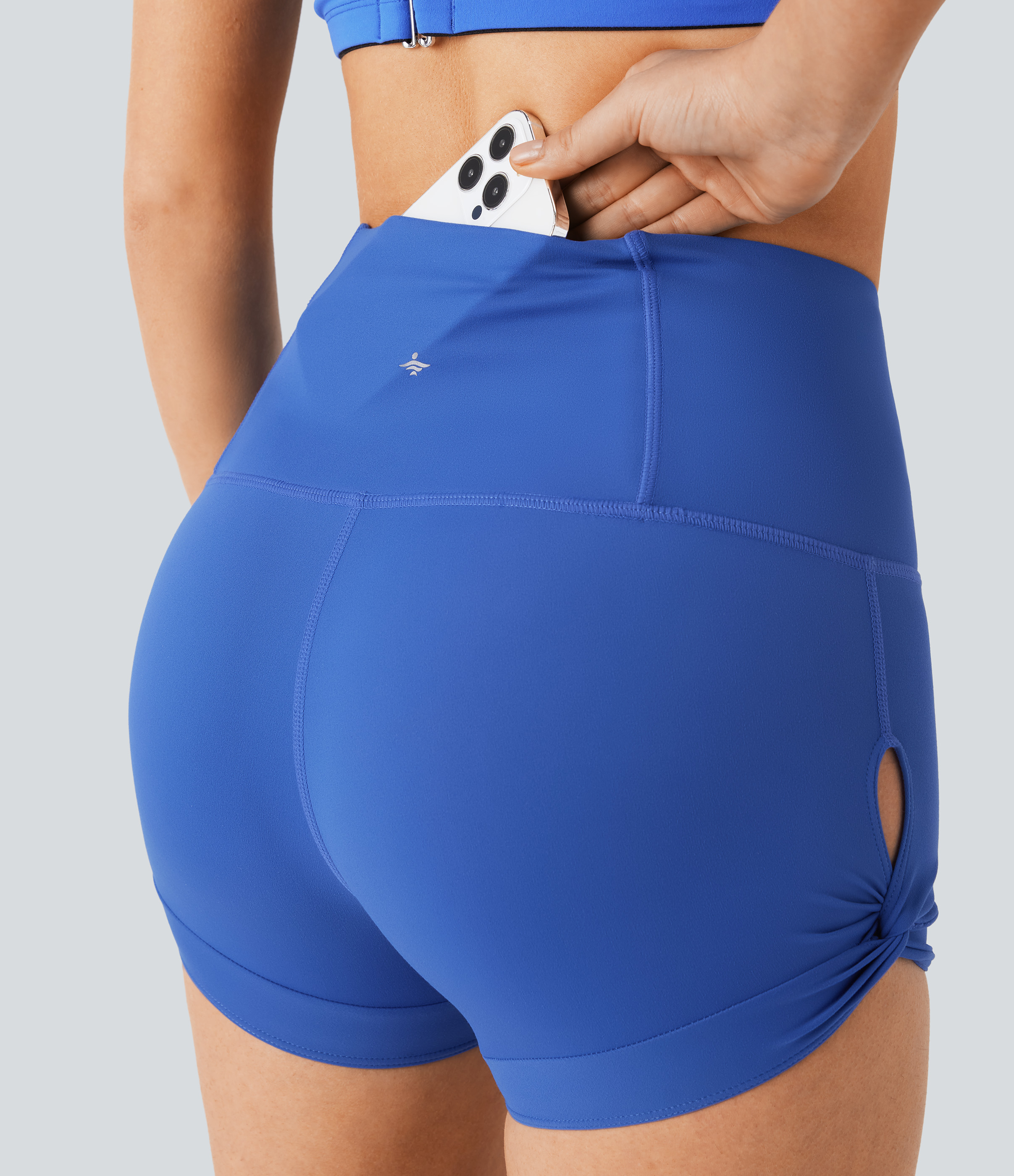 SoftlyZero™ High Waisted Pocket Cut Out Yoga Bike Running Shorts 2.5''-UPF50+