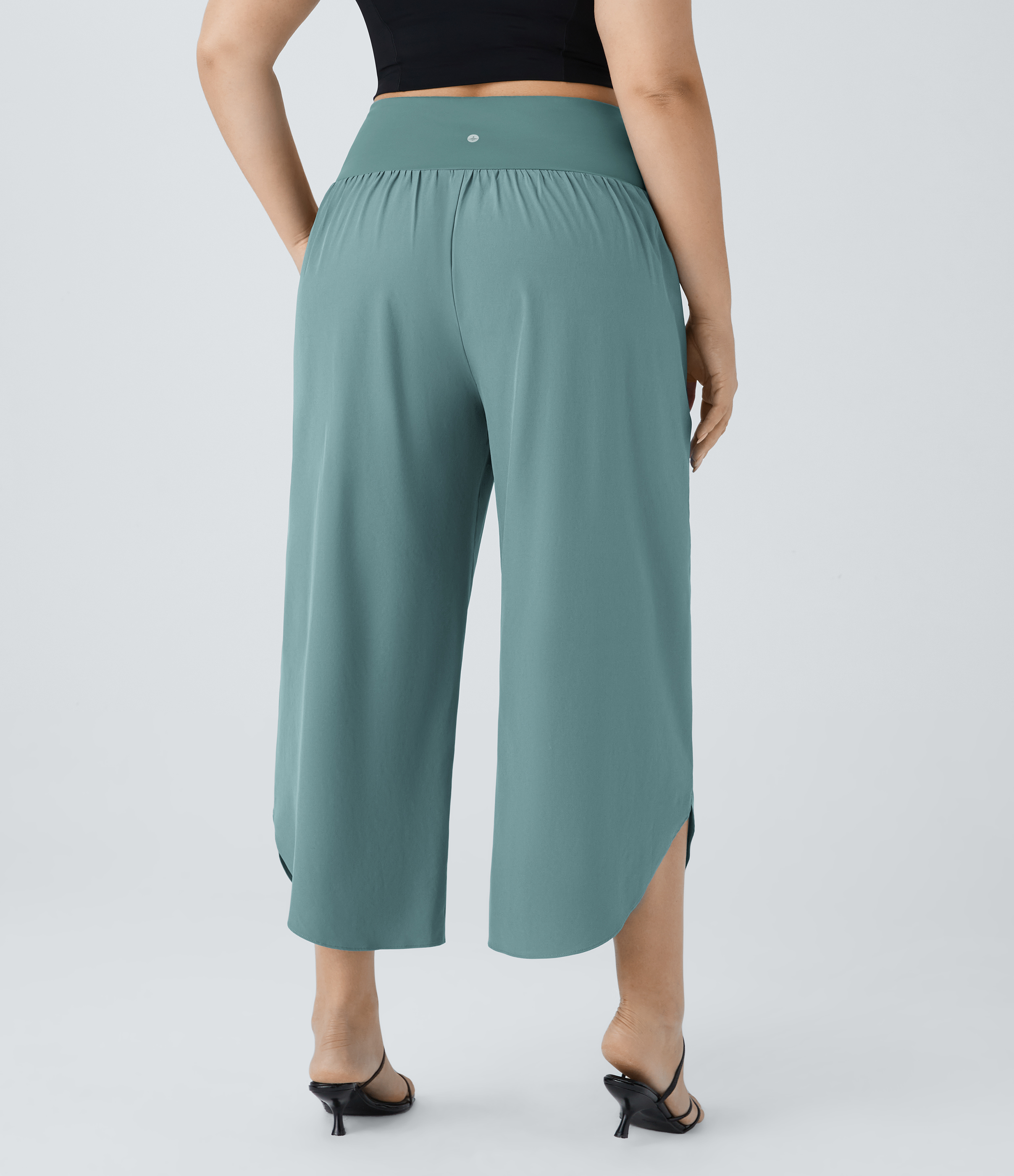 Halara Breezefulв„ў High Waisted Crossover Plicated Side Pocket Split Quick Dry Resort Plus Size Pants  - Stone Blue - 3X(regular) 