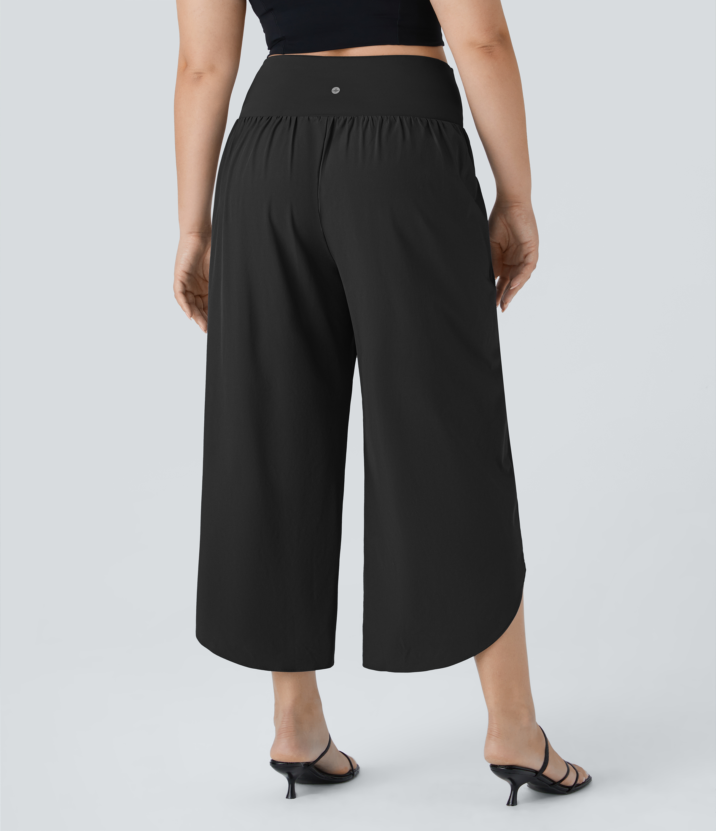 Halara Breezefulв„ў High Waisted Crossover Plicated Side Pocket Split Quick Dry Resort Plus Size Pants  - Black - 3X(regular) 