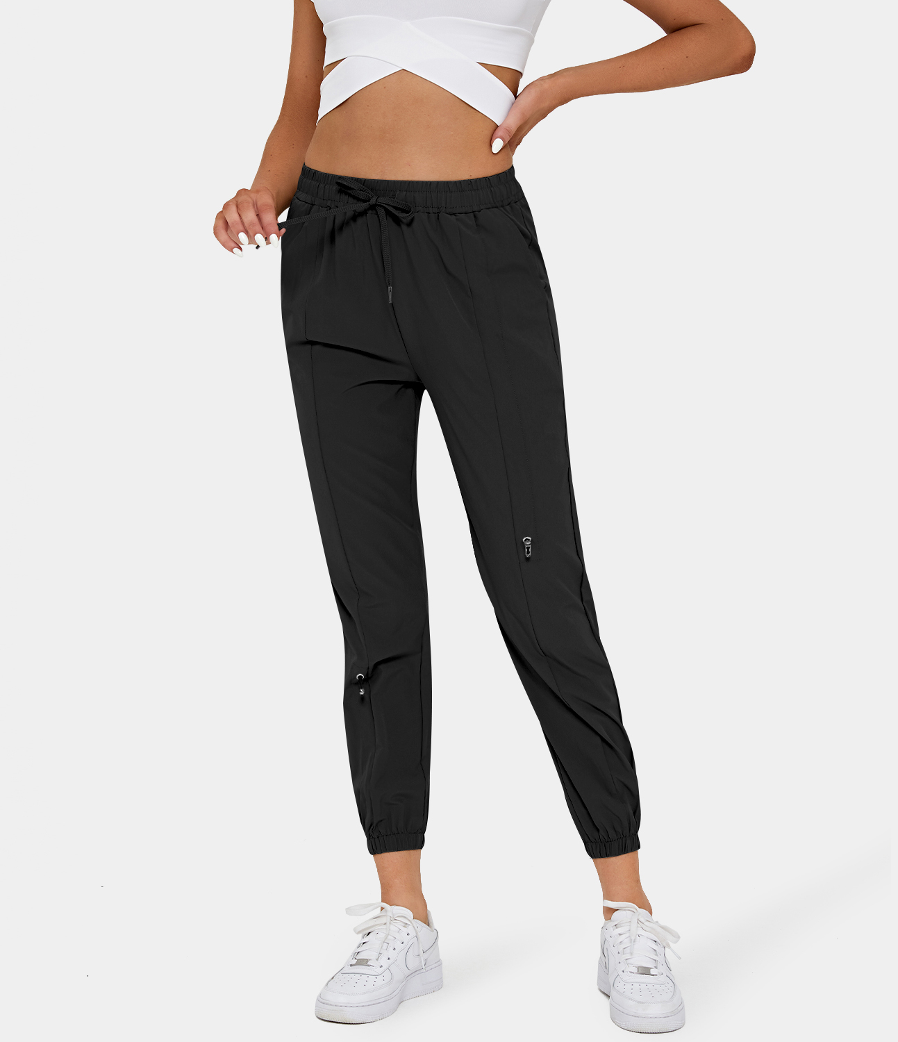 Women's Elastic Waistband Drawstring Side Pocket Casual Joggers HALARA