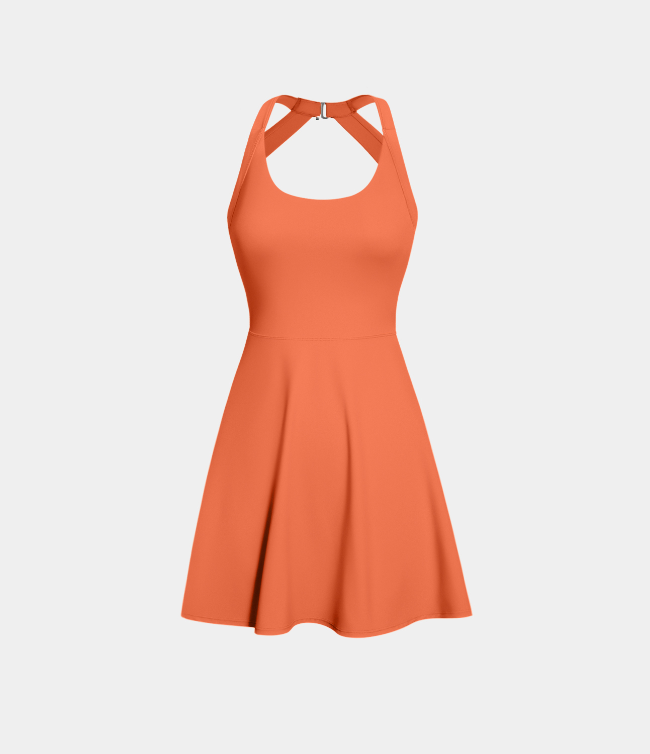 Halara Backless Cut Out Twisted Side Pocket 2-in-1 Mini Barre Ballet Dance Dress Workout Dress - Dusty Orange - S 