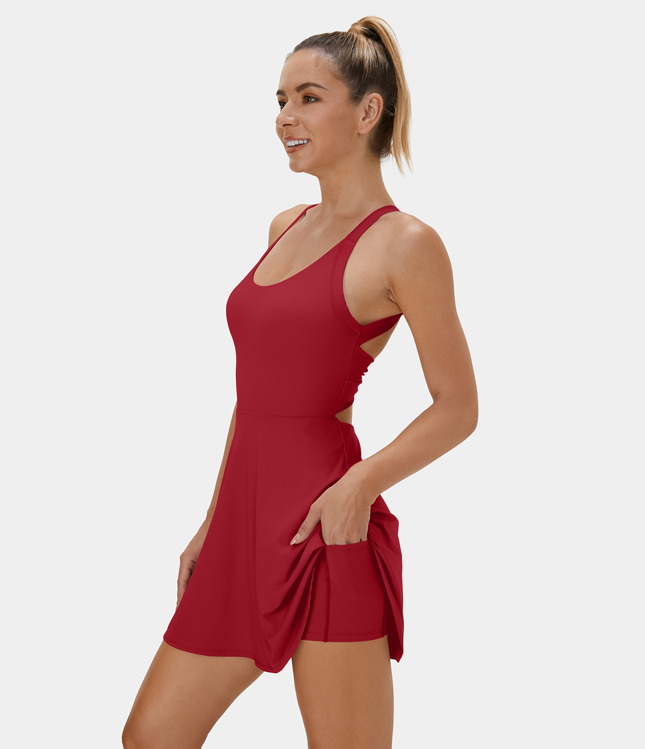 

Halara Backless Twisted Active Dress Workout Dress - Salsa