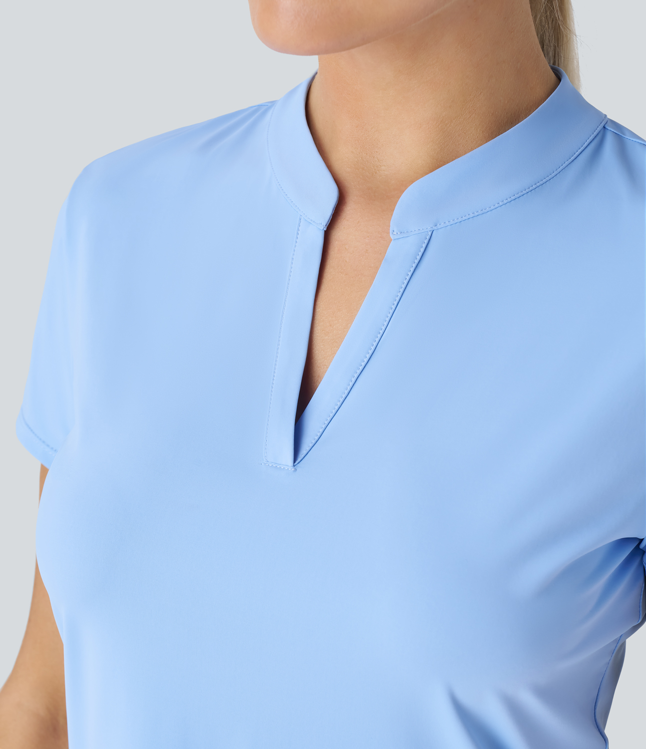 Halara Stand Collar Short Sleeve Cool Touch Tennis Sport Top-UPF50+  - Dutch Canal - XS 