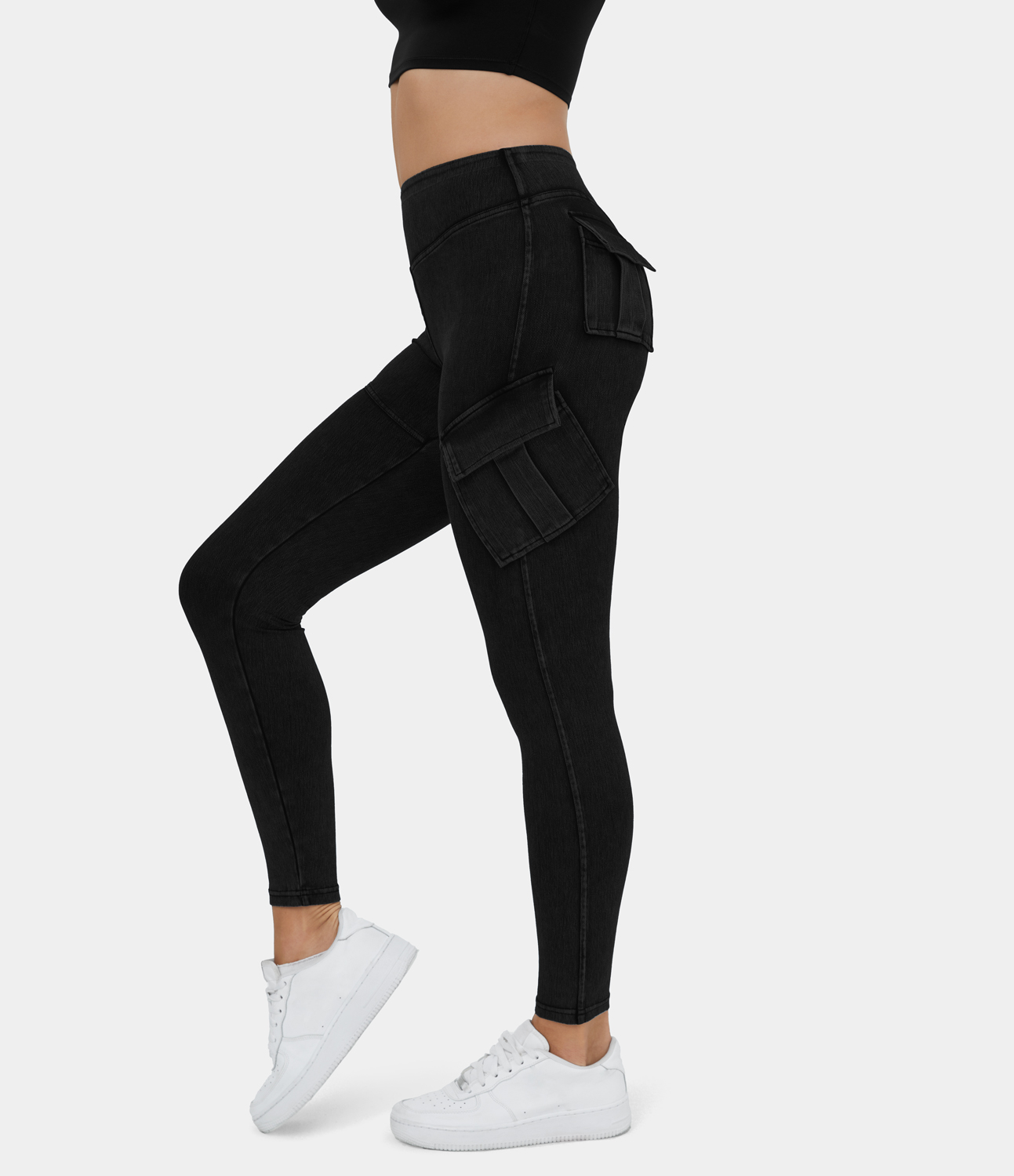 

Halara HalaraMagicв„ў High Waisted Cargo Pocket Skinny Stretchy Knit Denim Casual Leggings - Black