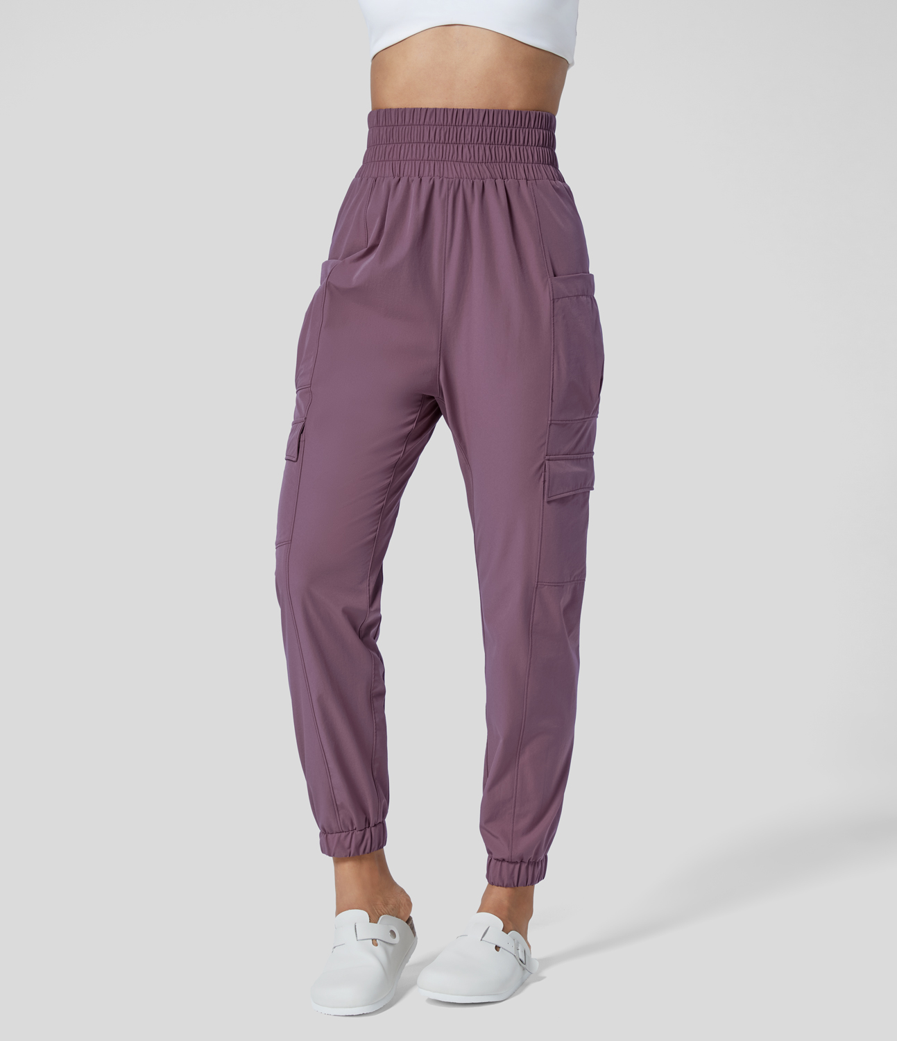 Halara Super High Waisted Foldover Plicated Multiple Pockets Hiking Cargo Joggers  - Purple Gumdrop - XS(regular) 