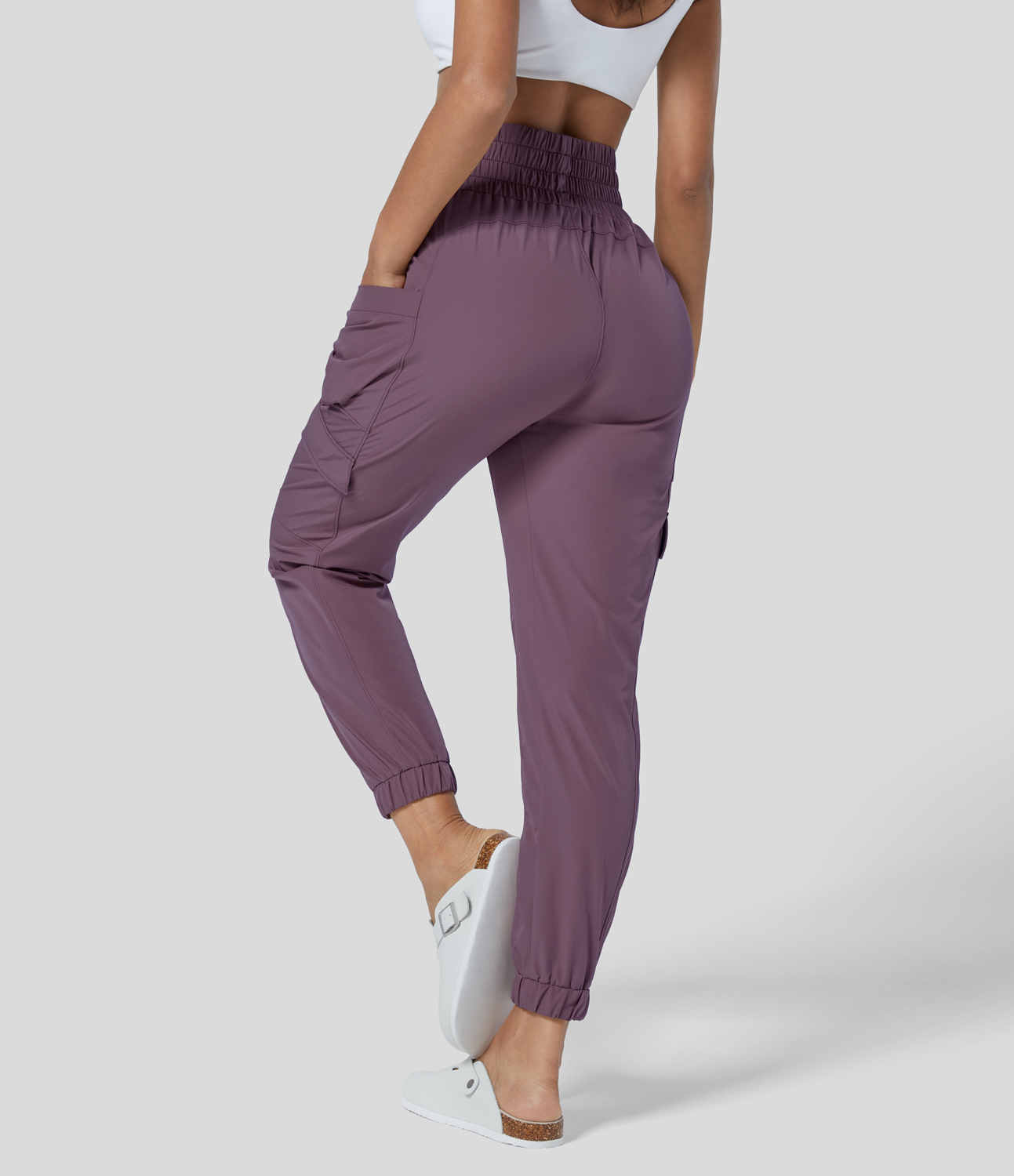 Halara Super High Waisted Foldover Plicated Multiple Pockets Hiking Cargo Joggers  - Purple Gumdrop - XS(regular) 