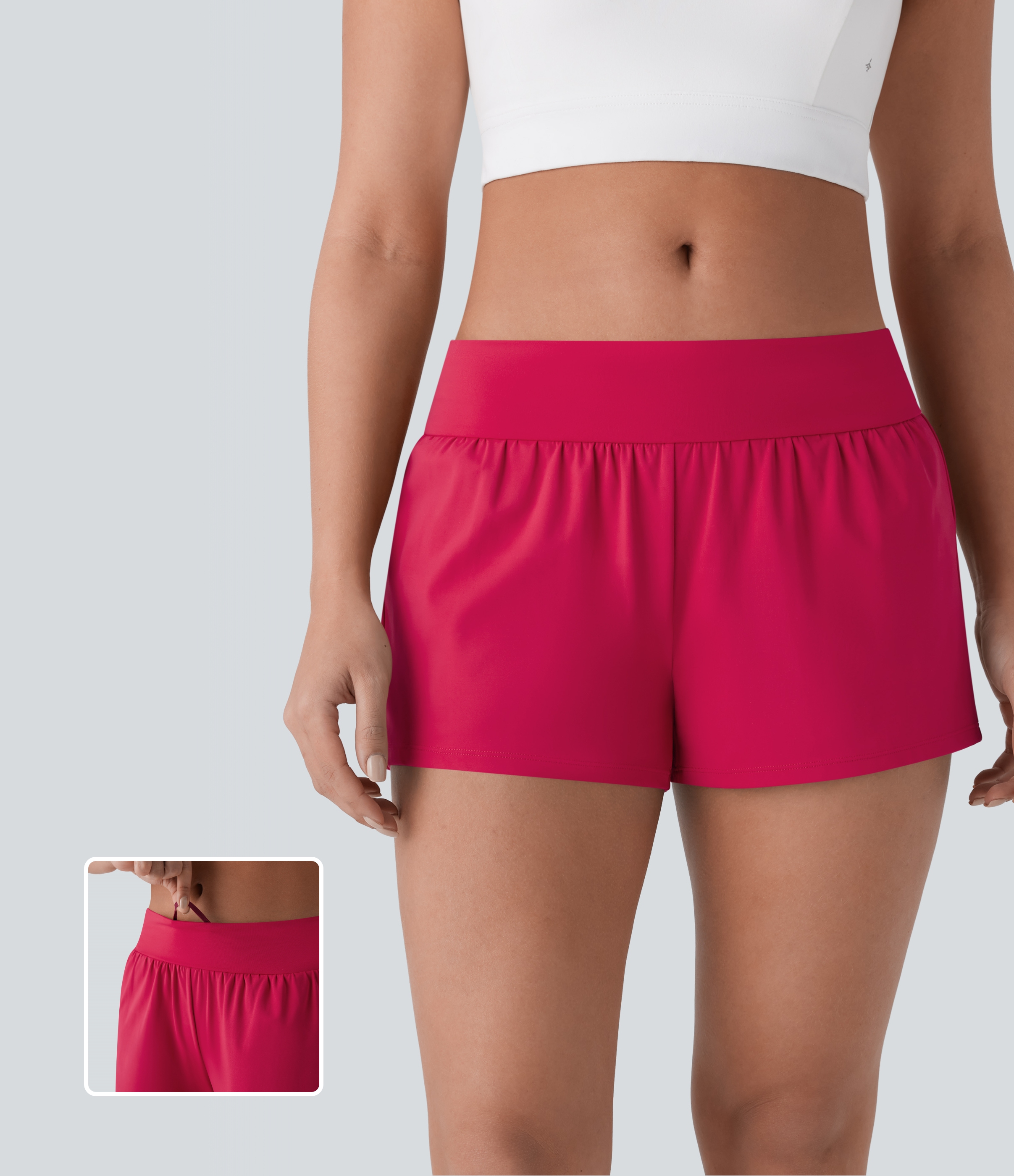 Halara Softlyzeroв„ў Airy Low Rise Inside Drawstring Back Pocket & Side Hidden Pocket 2-in-1 Cool Touch Yoga Shorts Gym Short - Winterberry - XL 