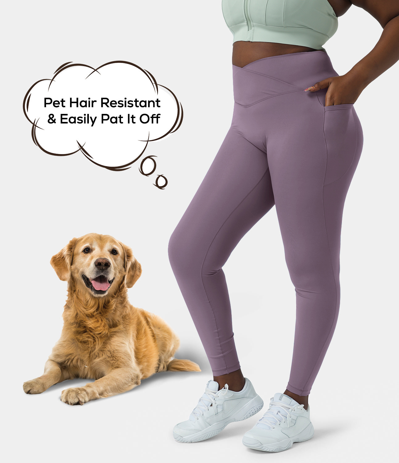 Women's Patitoff Pet Hair Resistant High Waisted Crossover Plus Size