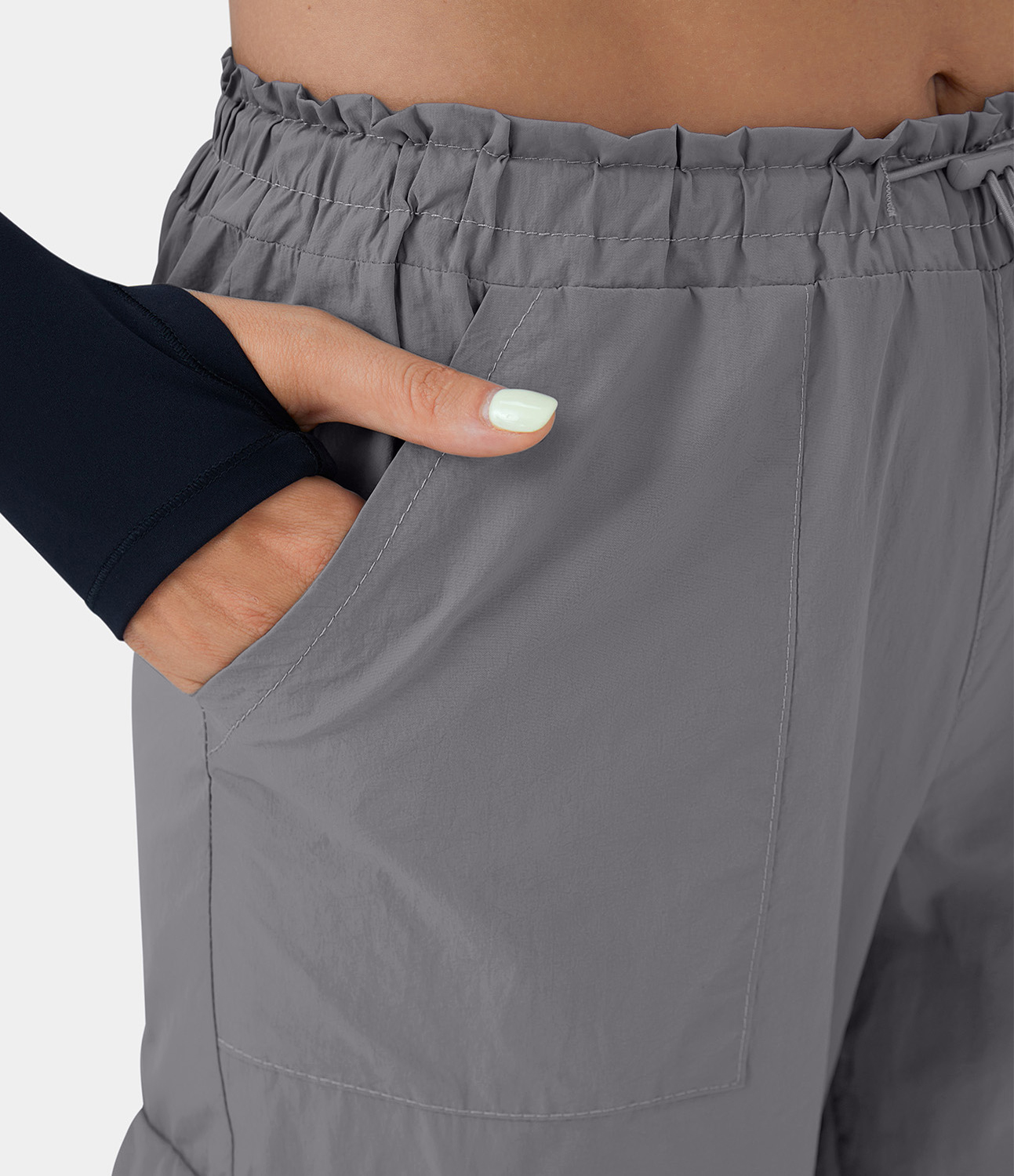 

Halara Mid Rise Drawstring Multi Pockets Casual Cargo Cotton Joggers - Grey