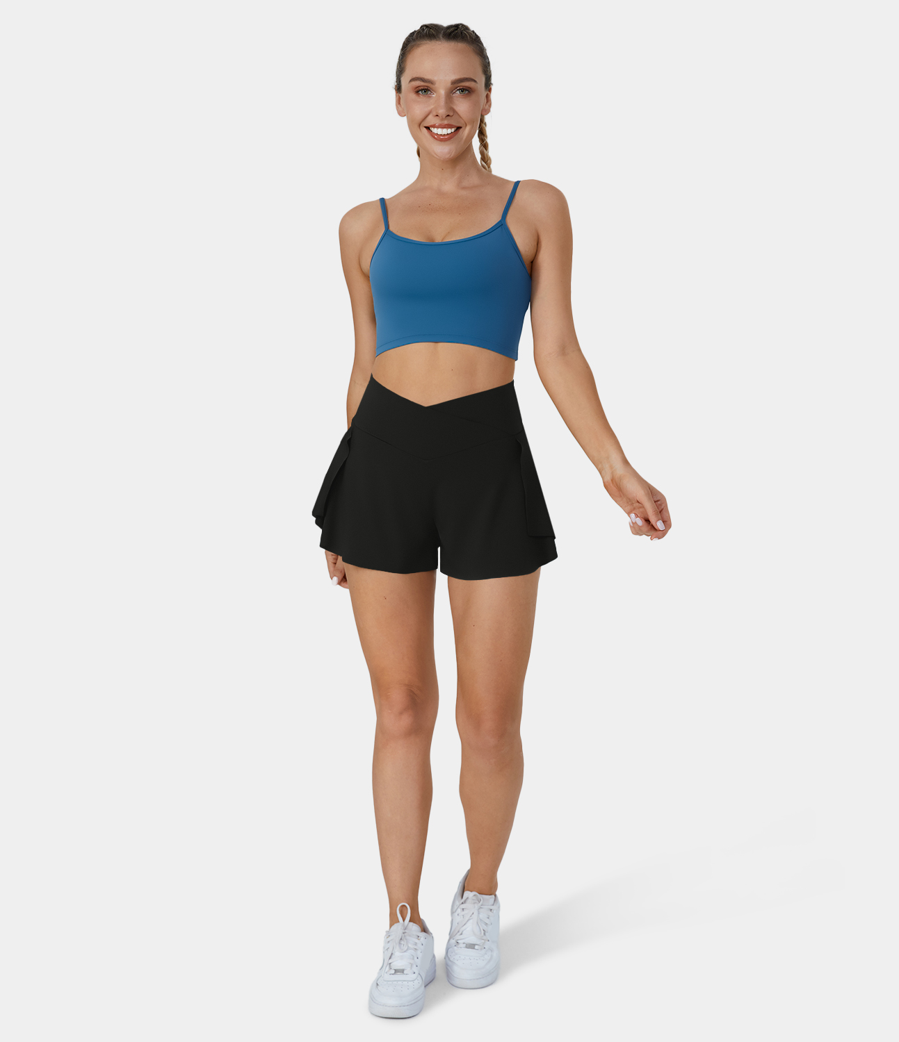 Halara High Waisted Crossover Side Pocket Split 2-in-1 Casual Shorts 3`` Gym Short - Black - XL booty shorts compression shorts yoga shorts 