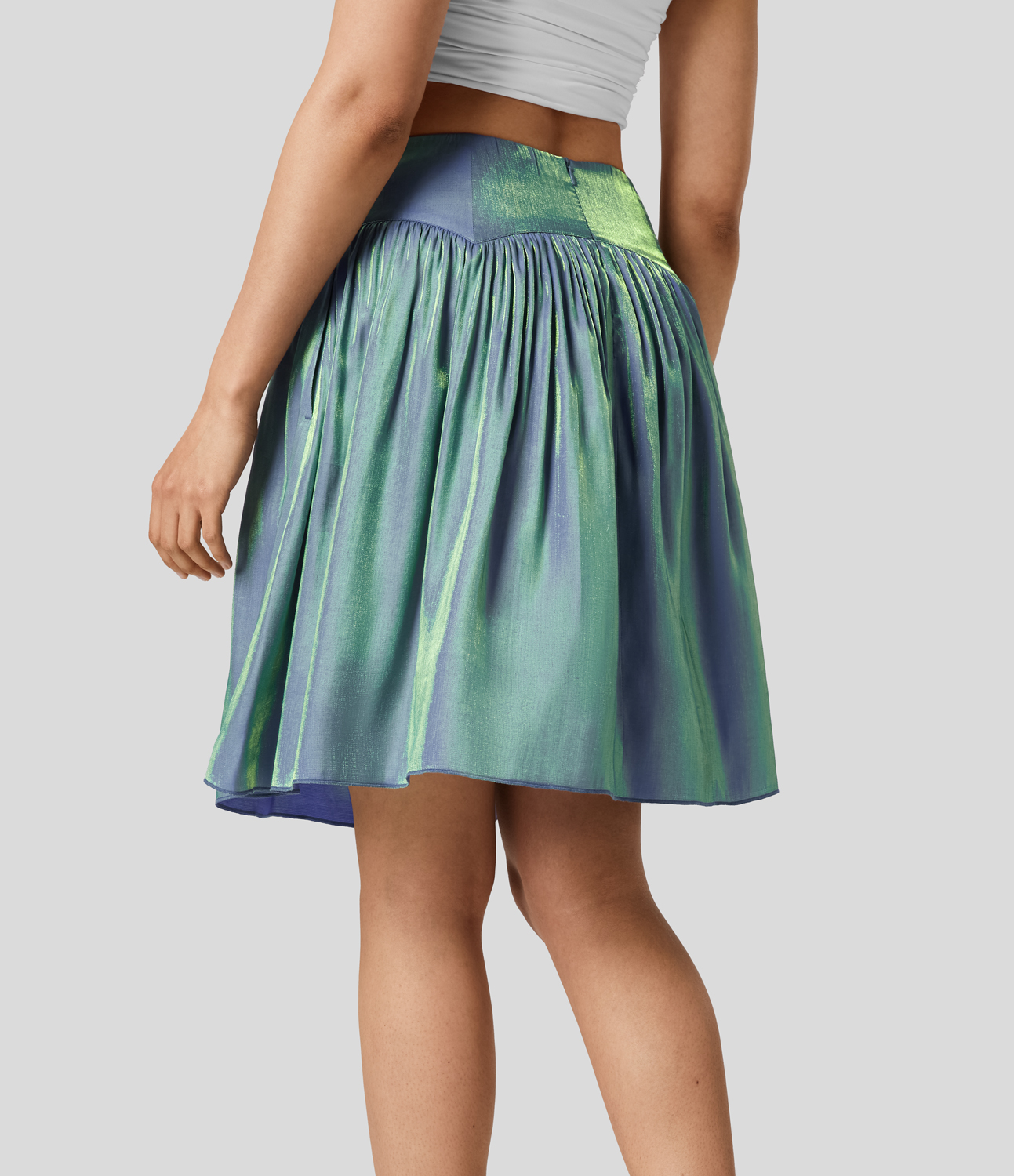 Halara Mid Rise Plicated Invisible Zipper Side Pocket Casual Skirt  - Troposphere - XL(regular) 