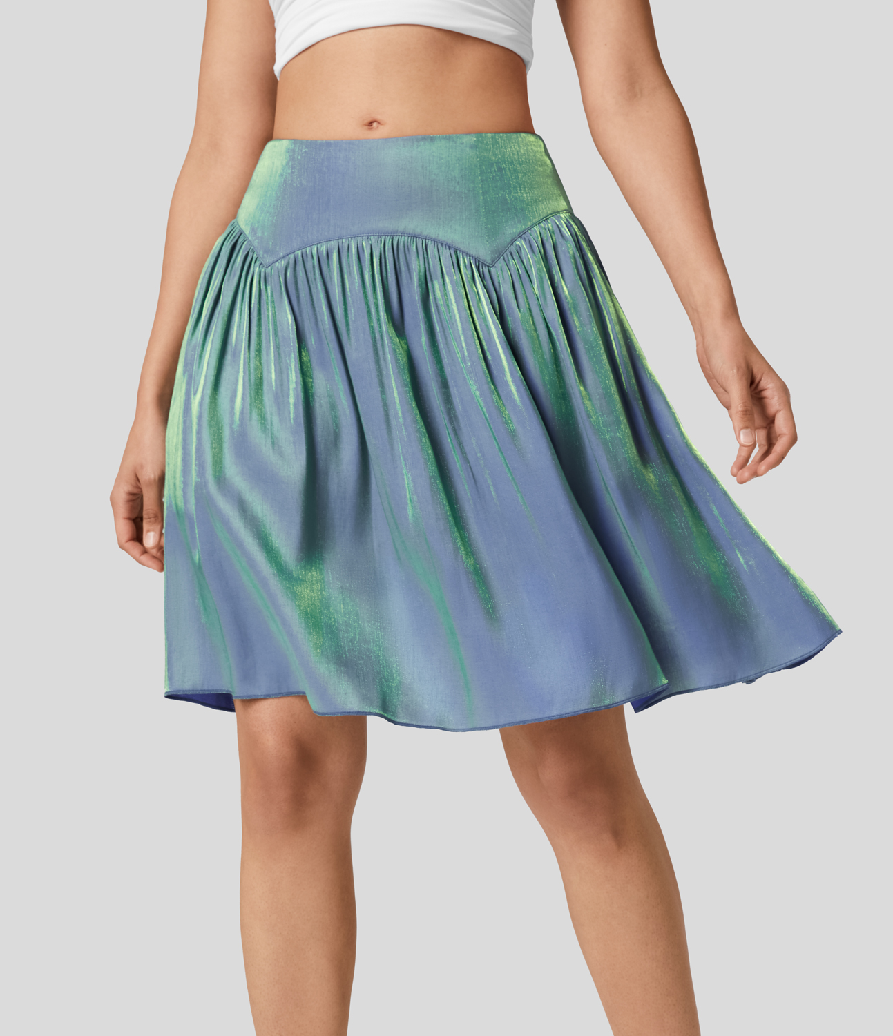 Halara Mid Rise Plicated Invisible Zipper Side Pocket Casual Skirt  - Troposphere - XL(regular) 