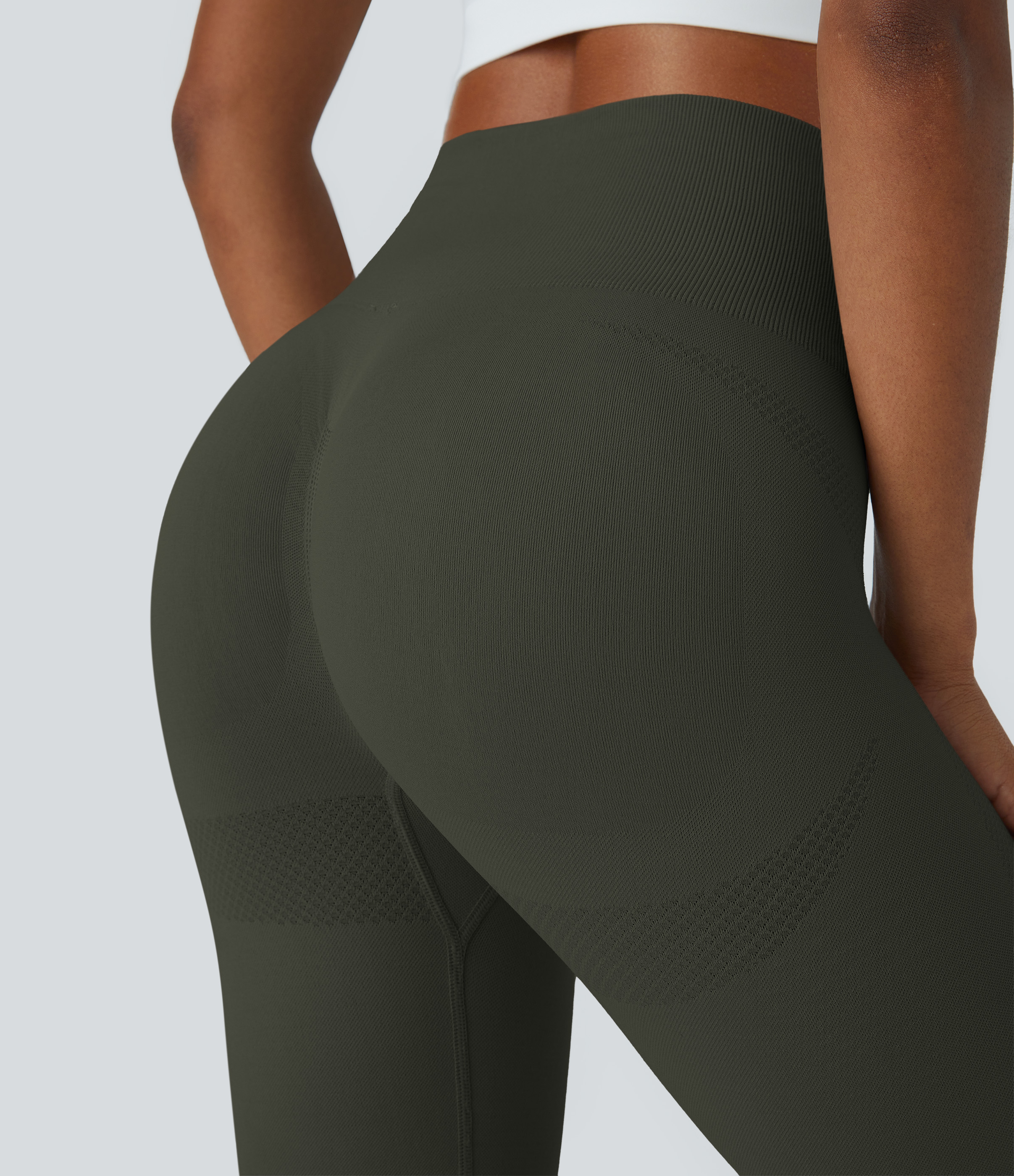 Halara Seamless Flow High Waisted Ruched 7/8 Yoga Leggings  - Forest Night - M(7/8) gym leggings leggings with pockets 