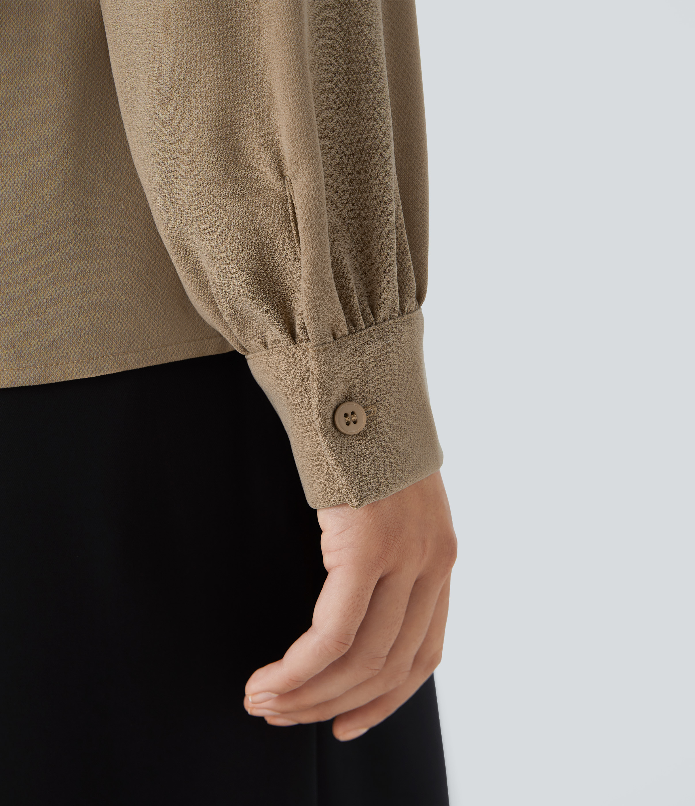 Halara V Neck Long Sleeve Work Blouse  - Petrified Oak - M 