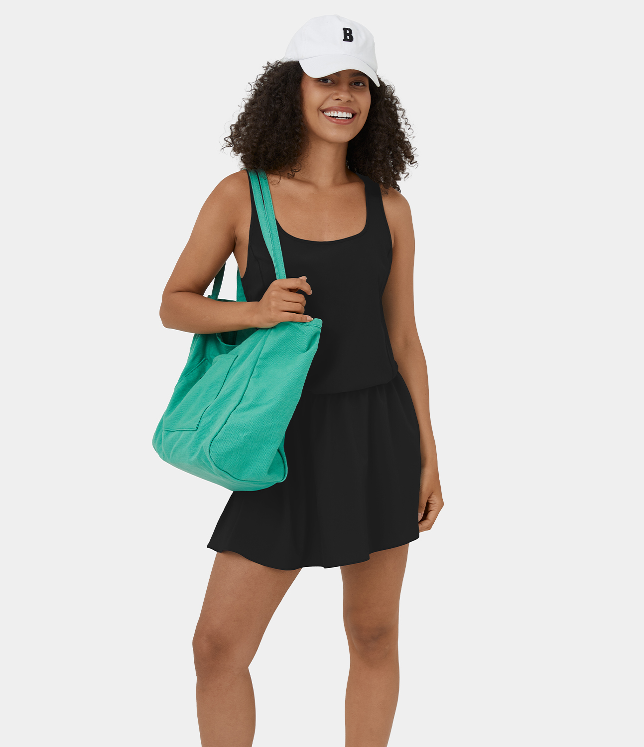 Halara Breezefulв„ў U Neck Backless Crossover Cut Out Plicated Flare Flowy Mini Quick Dry Casual Dress Casual Dress - Black - XL slip dress 