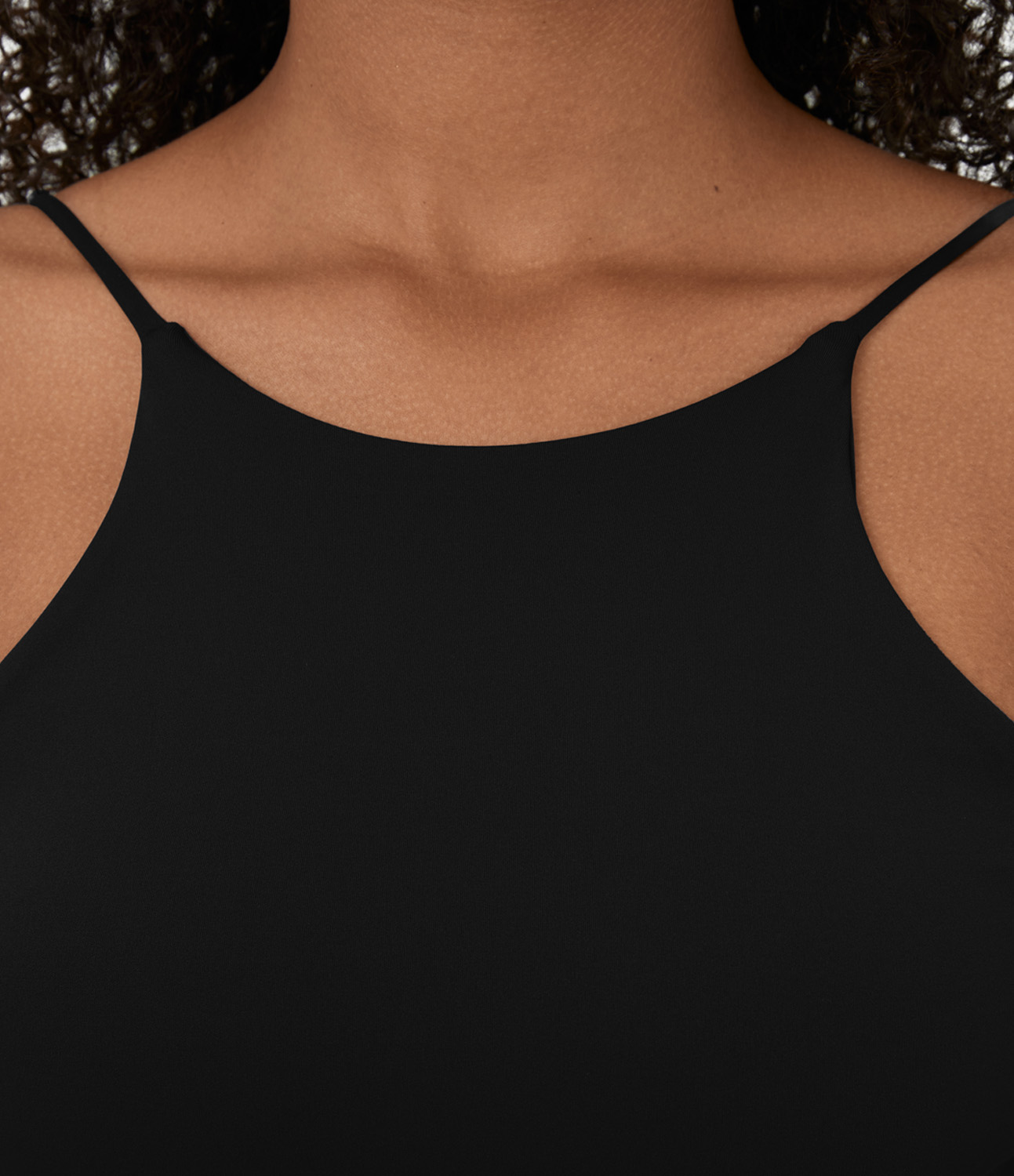 Halara Softlyzeroв„ў Plush Spaghetti Strap Backless Curved Hem Cropped Casual Tank Top Tank Top - Black - XS golf tops halter top tunic tops 