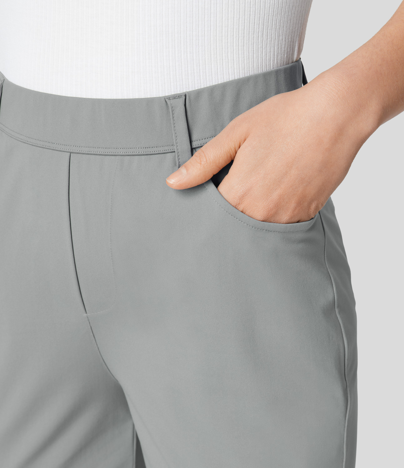 Halara High Waisted Multiple Pockets Work Tapered Pants  - Mirage Gray - L(regular) sweatpants jogger pants stacked sweatpants cargo joggers 