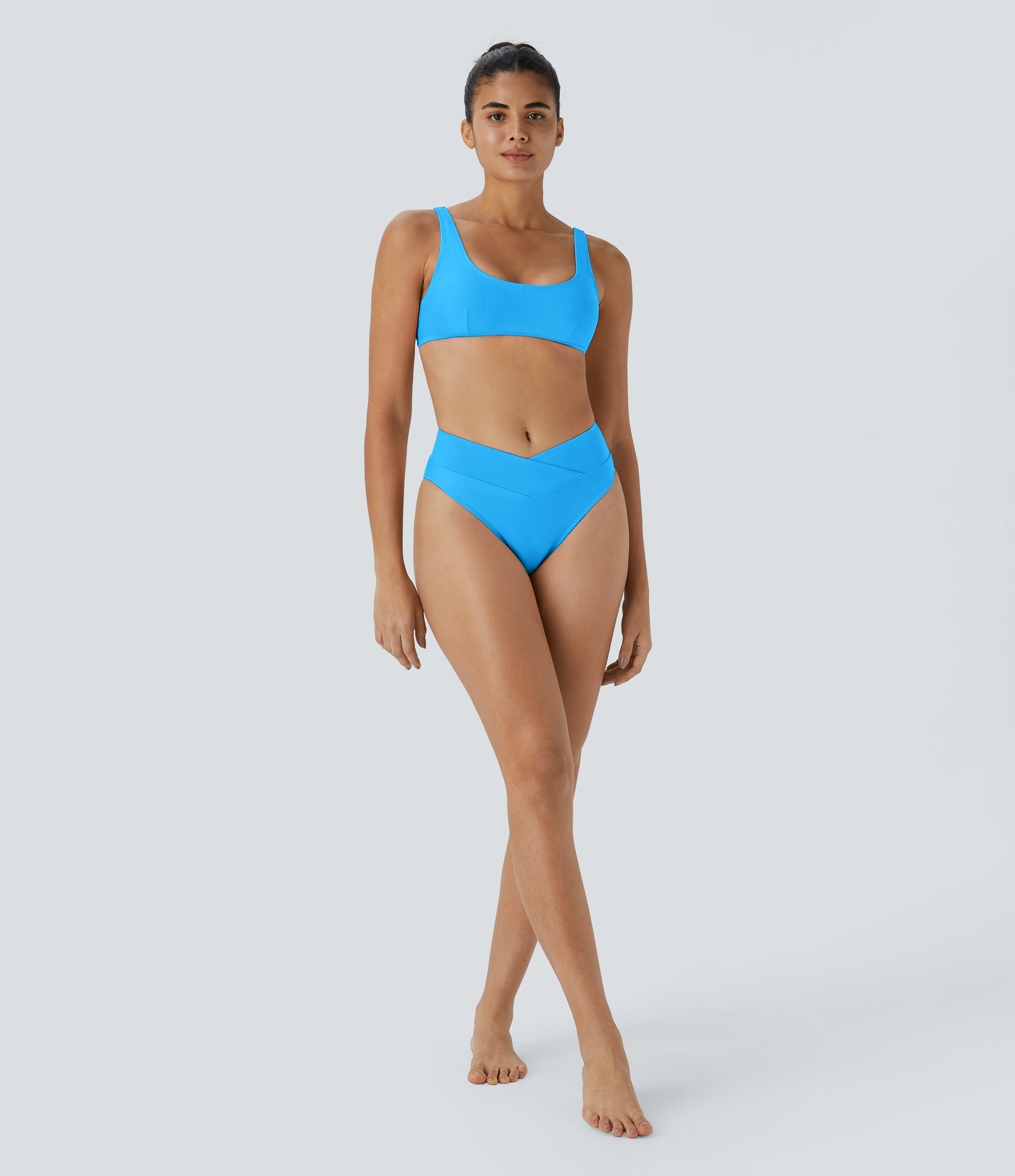 Halara Crossover Bikini Bottom Swimsuit  - Blue Sky Blue - M 