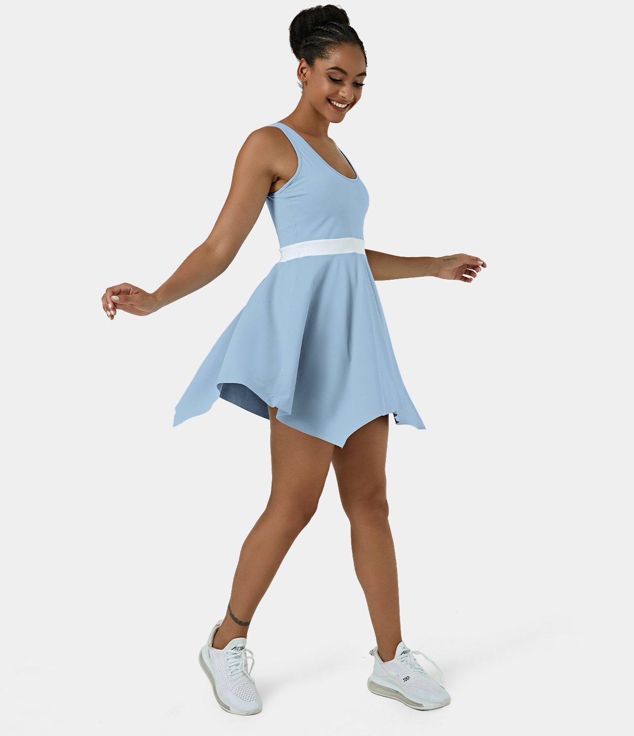 Women's Cloudful® Air Round Neckline Backless Color Block Tennis Dress