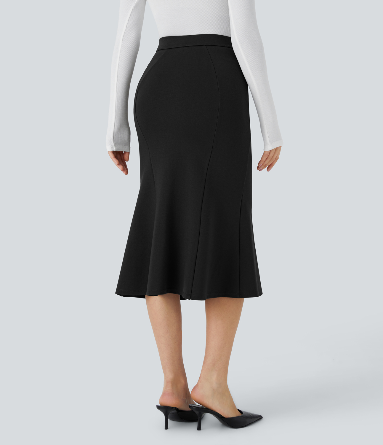 Halara High Waisted Side Zip Pocket Midi Work Mermaid Skirt  - Black - XL(regular) 