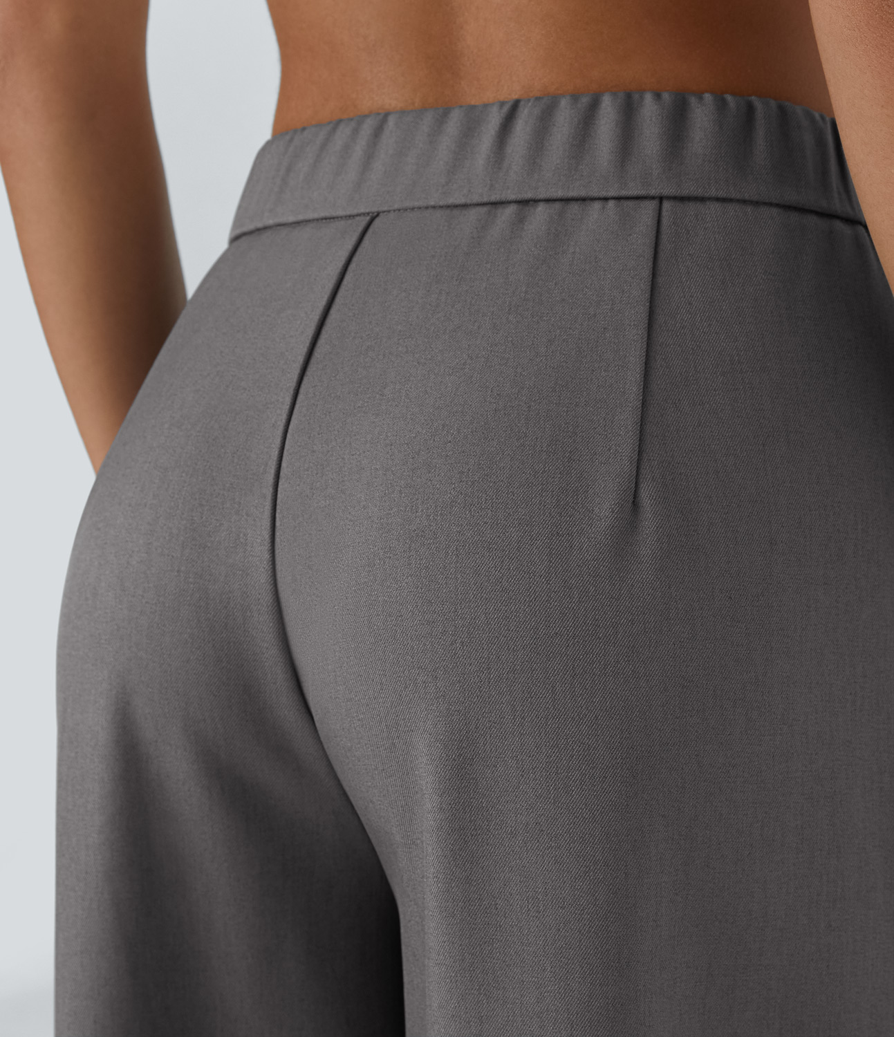 Halara Mid Rise Button Zipper Side Pocket Wide Leg Casual Pants  - Charcoal Gray - L(regular) sweatpants jogger pants stacked sweatpants 