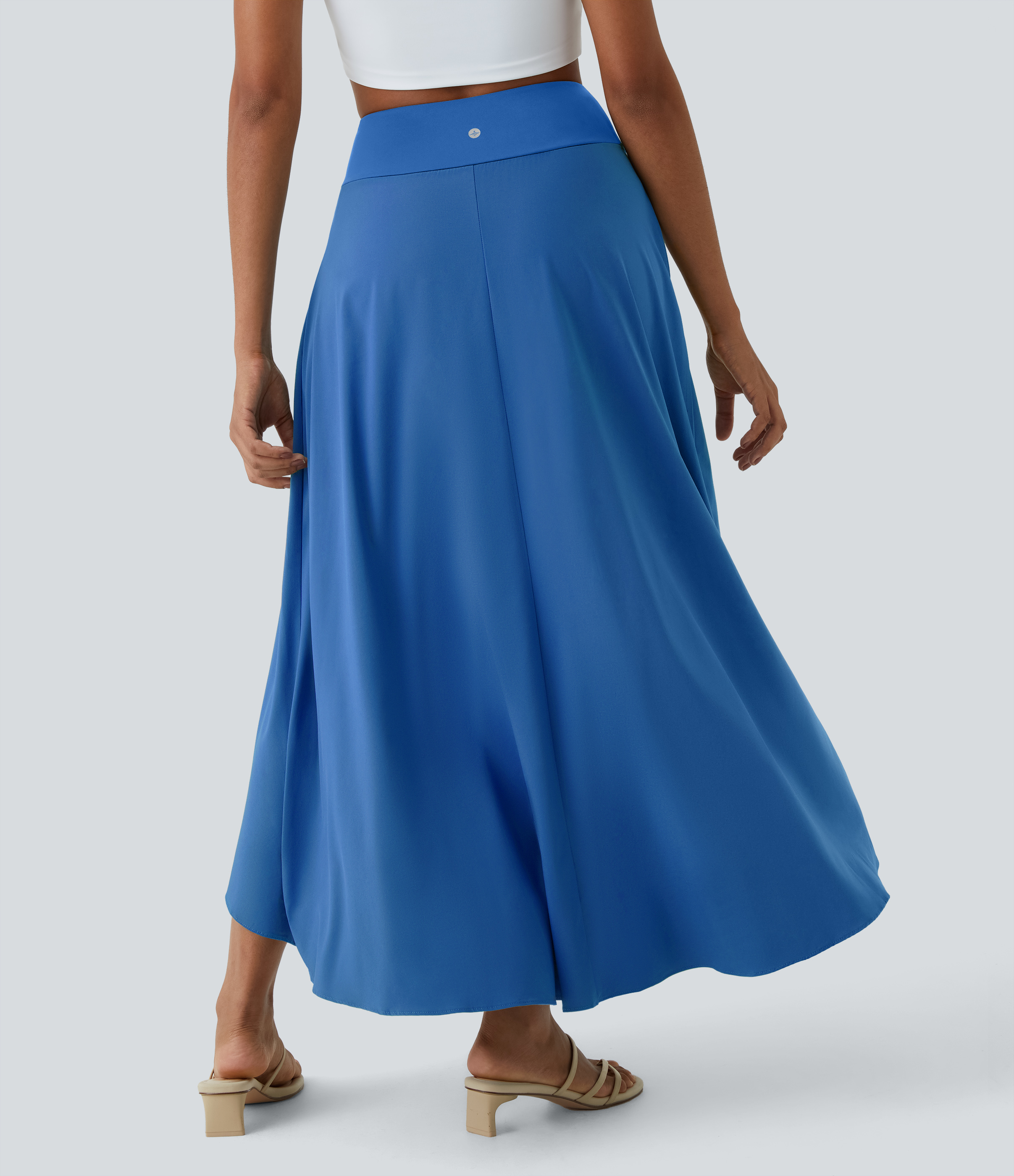 Halara Breezefulв„ў High Waisted High Low Ruffle 2-in-1 Flowy Quick Dry Casual Regular Maxi Skirt  - Nebulas Blue - M(regular) 