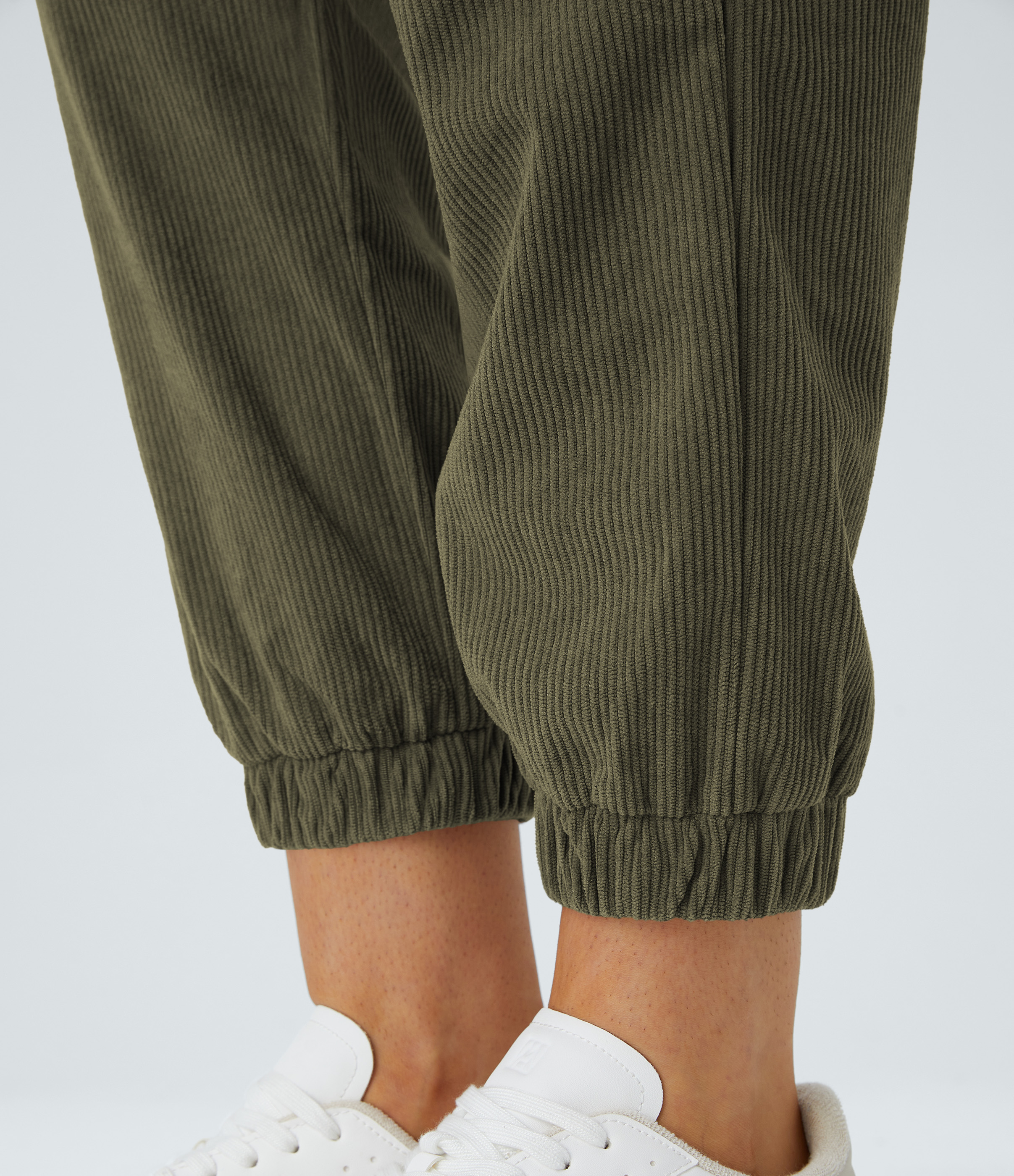 Halara Mid Rise Button Zipper Multiple Pockets Corduroy Casual Joggers  - Icy Bamboo Green - S(regular) 