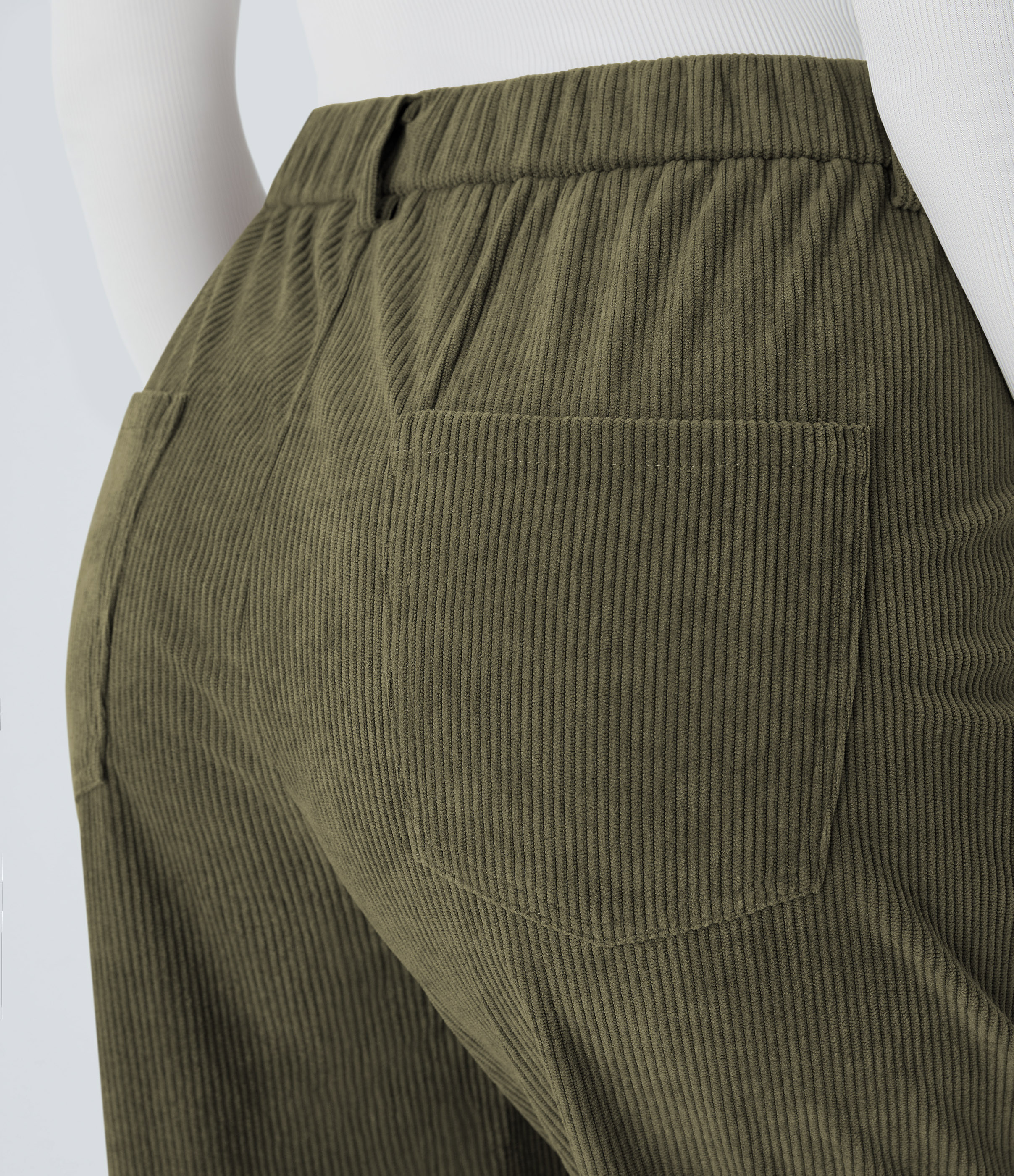 Halara Mid Rise Button Zipper Multiple Pockets Corduroy Casual Joggers  - Icy Bamboo Green - S(regular) 