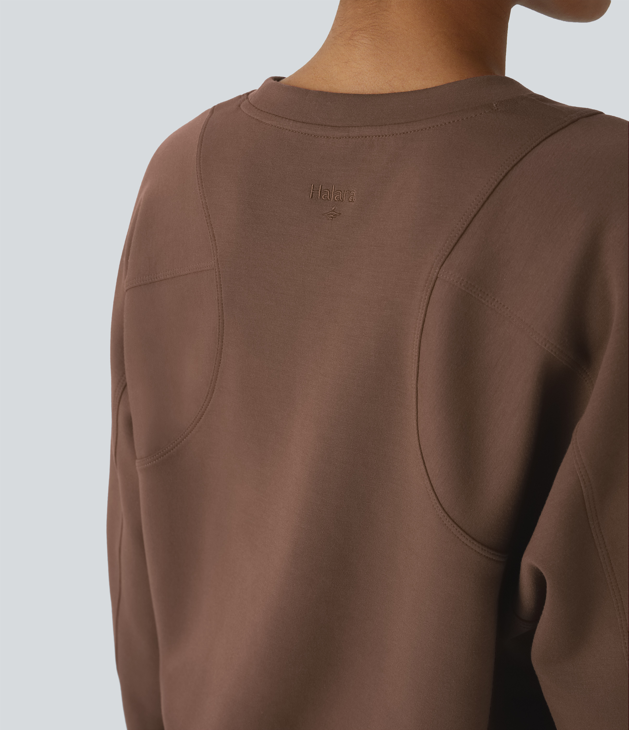 Halara Round Neck Raglan Sleeve Solid Casual Sweatshirt  - Mustang - XL 