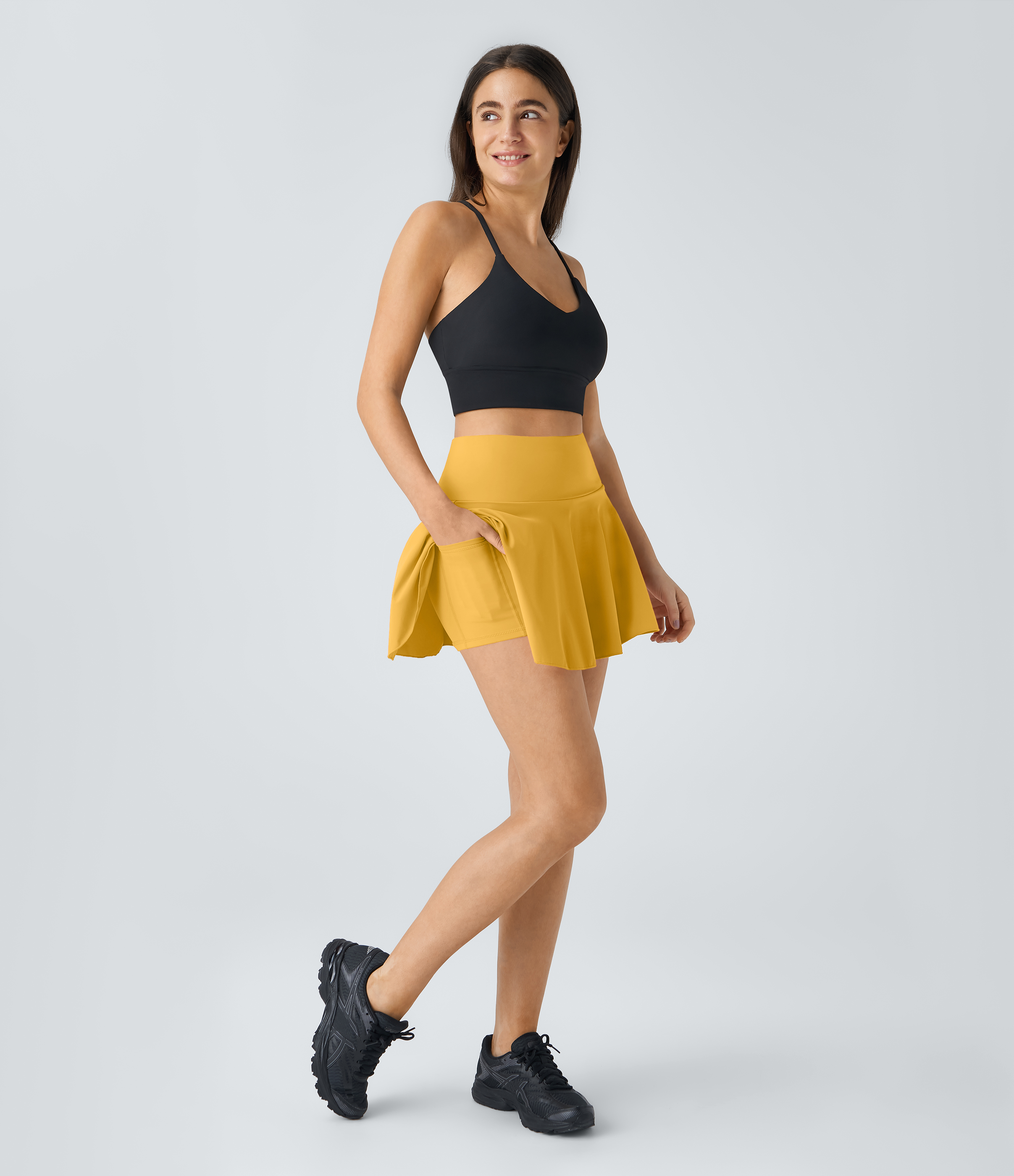 Halara Everyday Cloudfulв„ў Air Fabric 2-in-1 Cool Touch Tennis Skirt-Marvelous  - Daffodil - XXS midi skirt a line skirt golfing skirt 