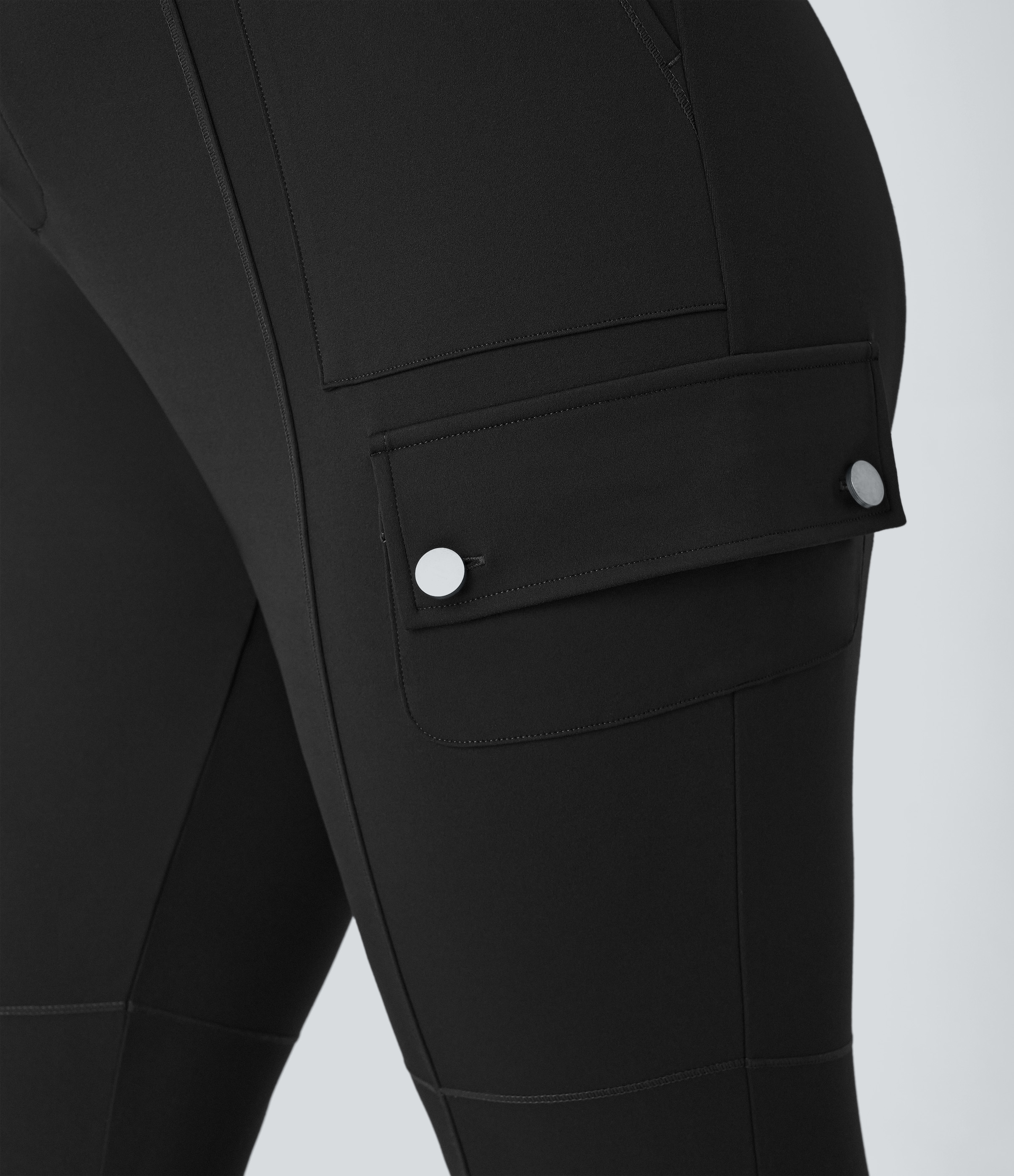 Halara High Waisted Button Zipper Multiple Pockets Solid Slim Hiking Plus Size Cargo Pants  - Black - 2X(regular) 
