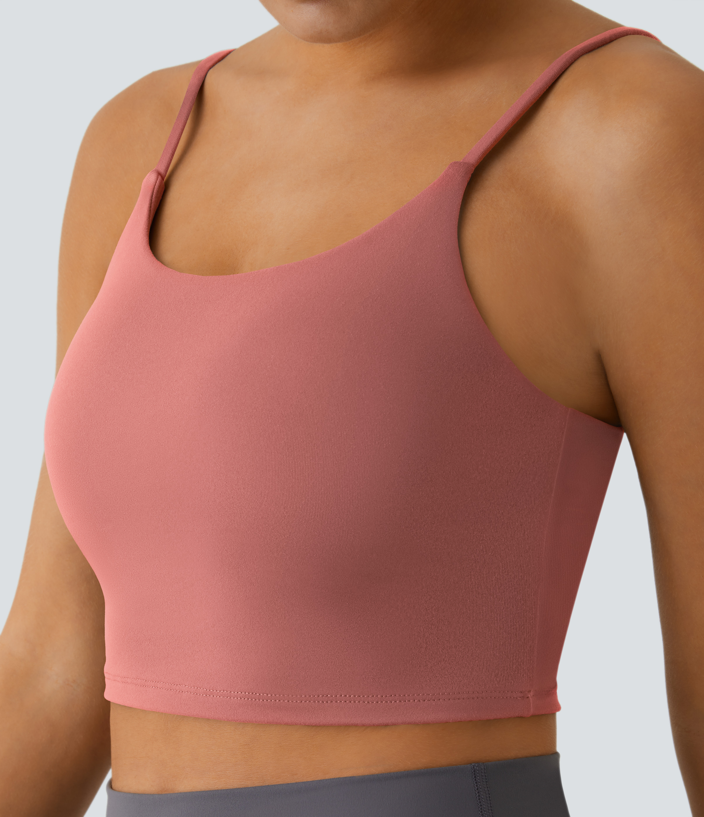 Halara Basic Padded Workout Cropped Tank Top Tank Top - Dusty Rose - XS golf tops halter top tunic tops sleeveless tops backless top 