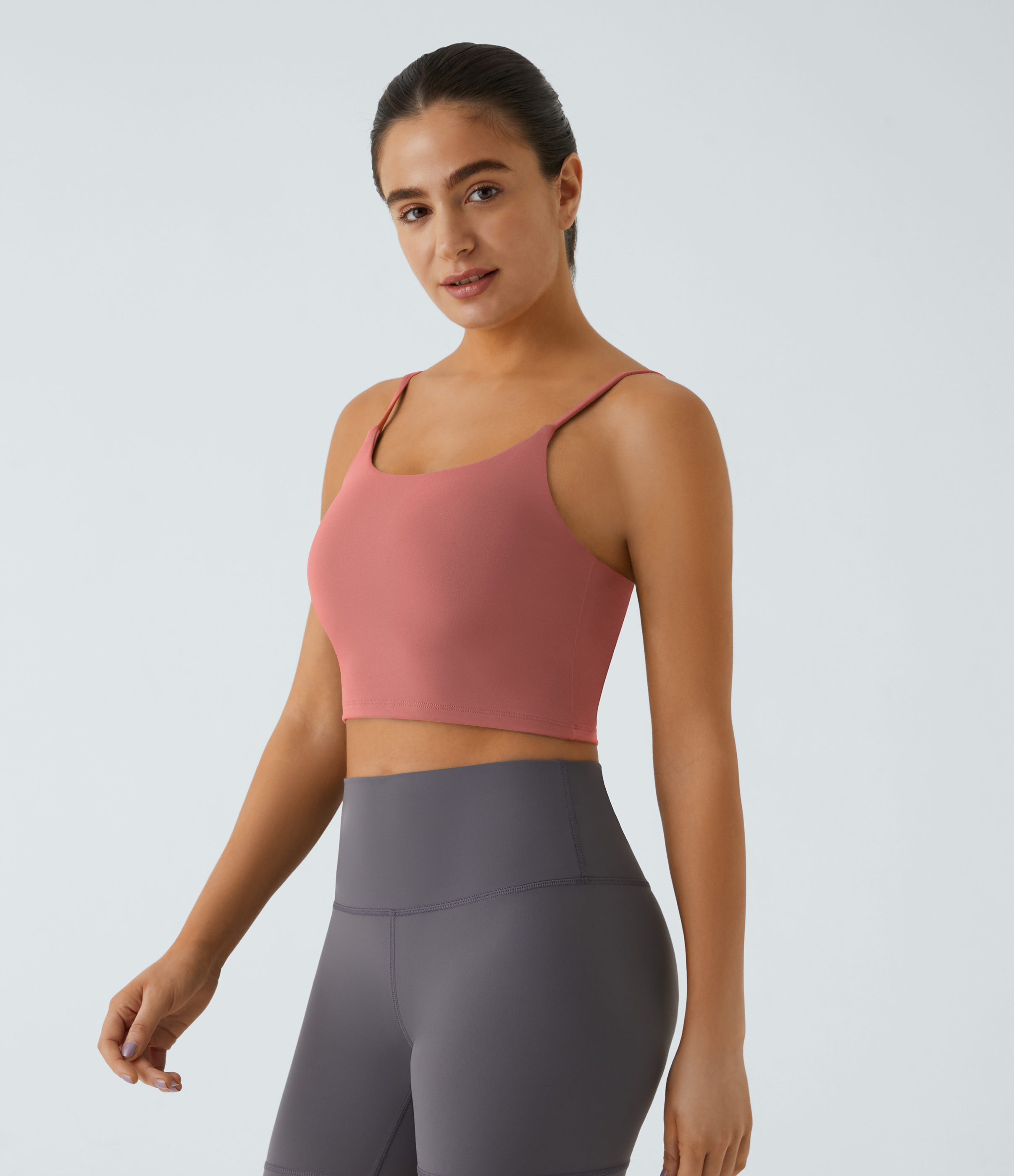 Halara Basic Padded Workout Cropped Tank Top Tank Top - Dusty Rose - XS golf tops halter top tunic tops sleeveless tops backless top 