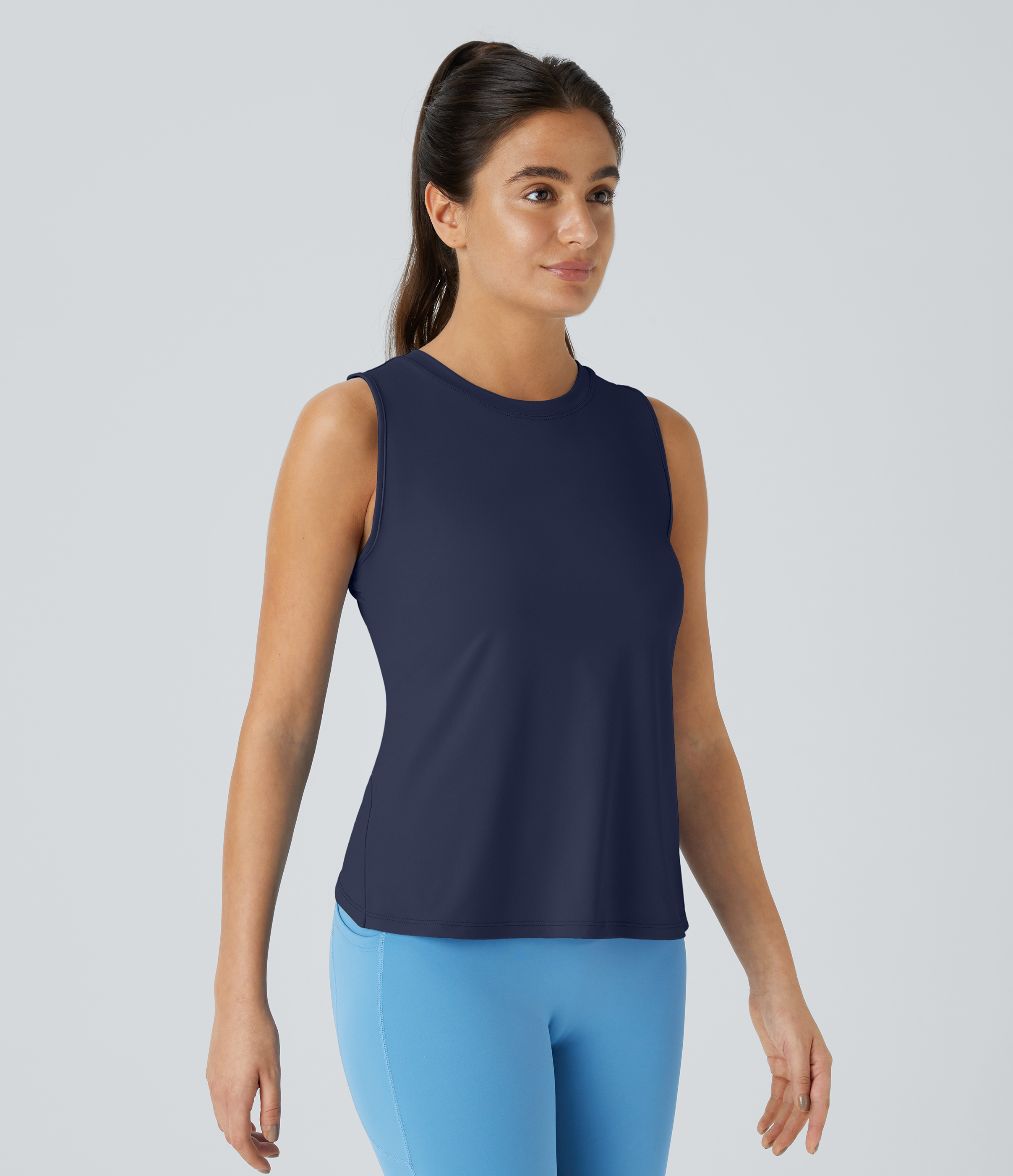 Halara In My Feels Cut Out Crossover Hem Yoga Tank Top Tank Top - Mood Indigo - XL golf tops halter top tunic tops sleeveless tops 