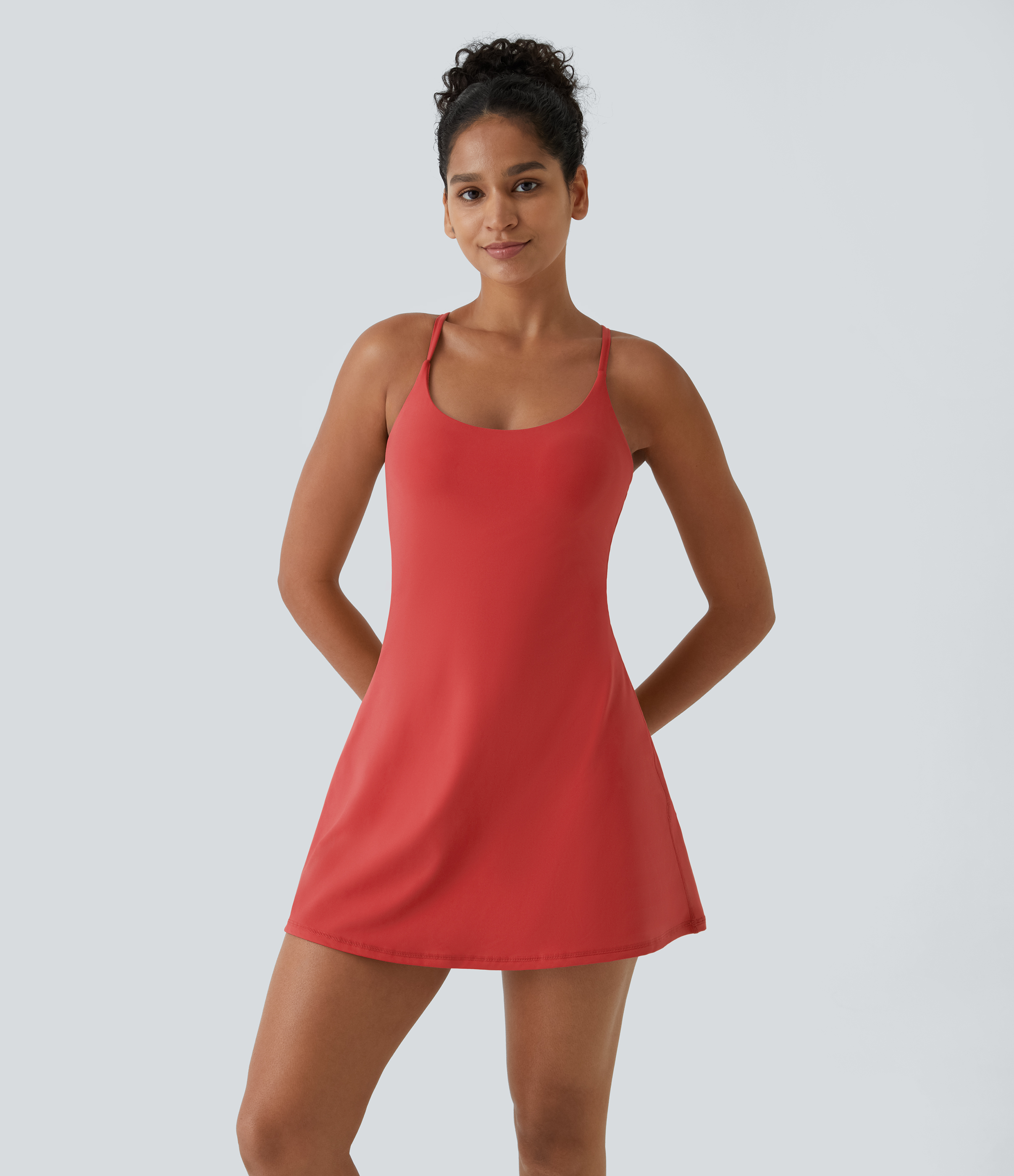 Halara Softlyzeroв„ў Plush Backless Active Dress-Easy Peezy Edition-UPF50+ Workout Dress - Poinsettia - XS 