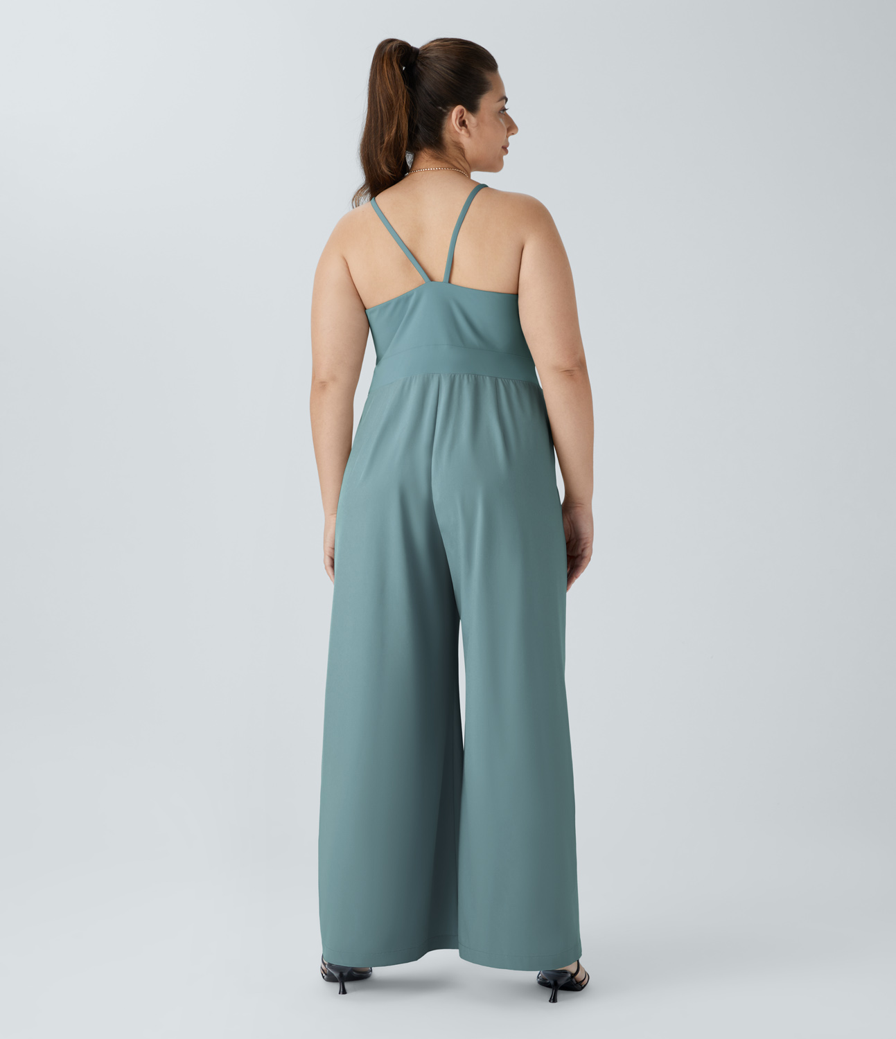 

Halara Breezefulв„ў Backless Side Invisible Zipper Pocket Wide Leg Quick Dry Resort Slip Plus Size Jumpsuit - Stone Blue