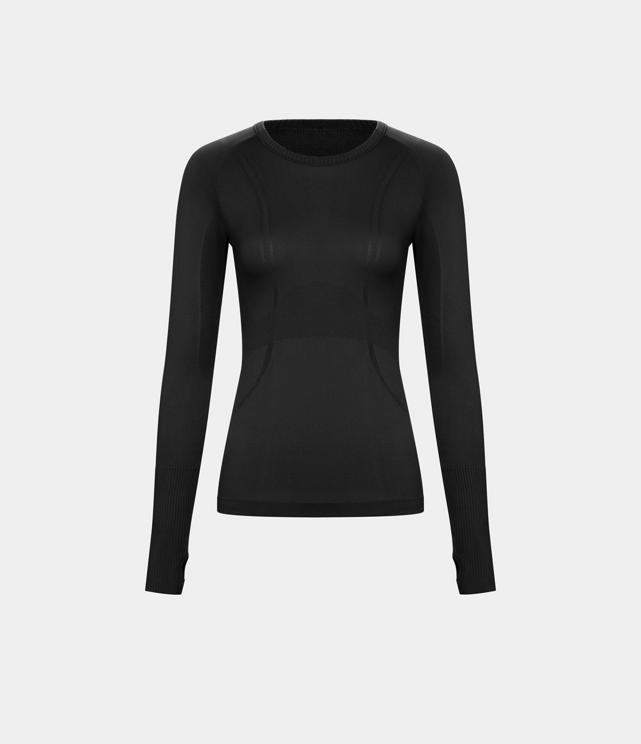 Halara Breathable Round Neck Thumb Hole Sports Top  - Black - XL 