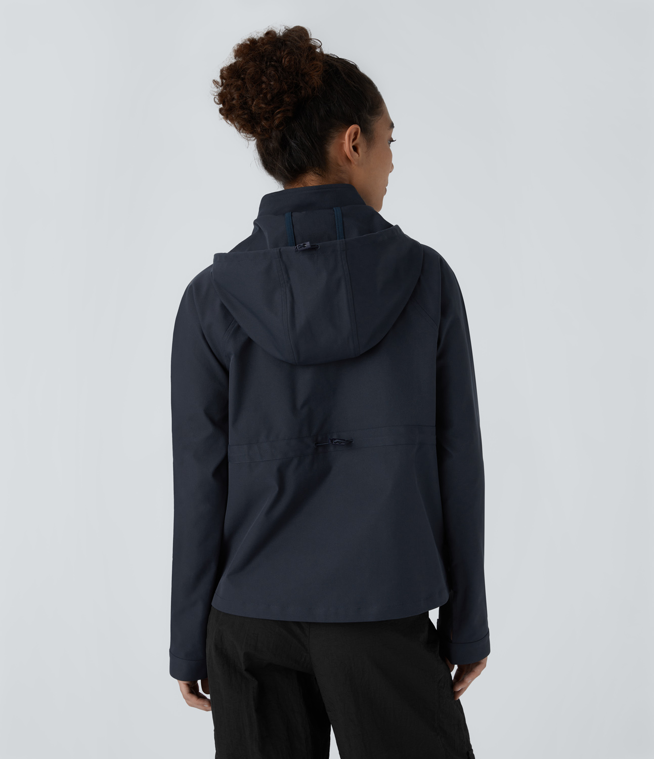 Halara Water Repellent Wear-Resistant Removable Hood Adjustable Drawcord Zipper Side Pocket Camping Jacket  - Polar Night - XL 