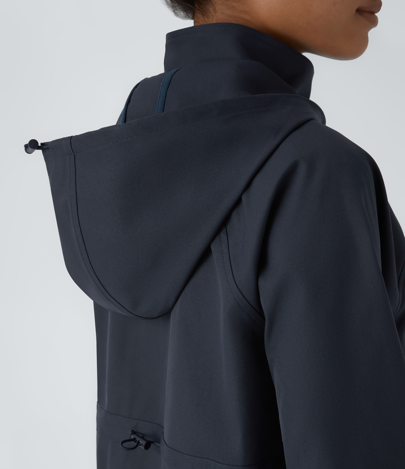Halara Water Repellent Wear-Resistant Removable Hood Adjustable Drawcord Zipper Side Pocket Camping Jacket  - Polar Night - XL 