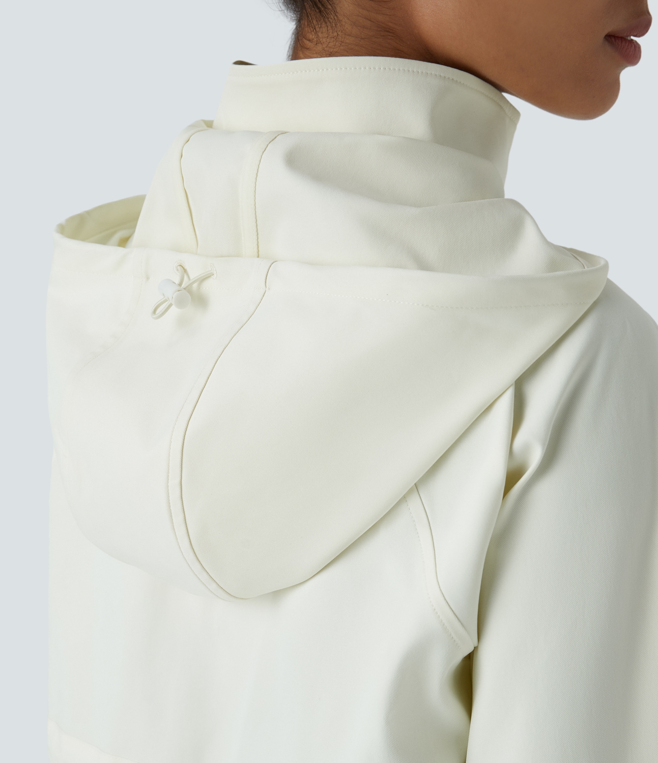 Halara Water Repellent Wear-Resistant Removable Hood Adjustable Drawcord Zipper Side Pocket Camping Jacket  - Oak White - XL 