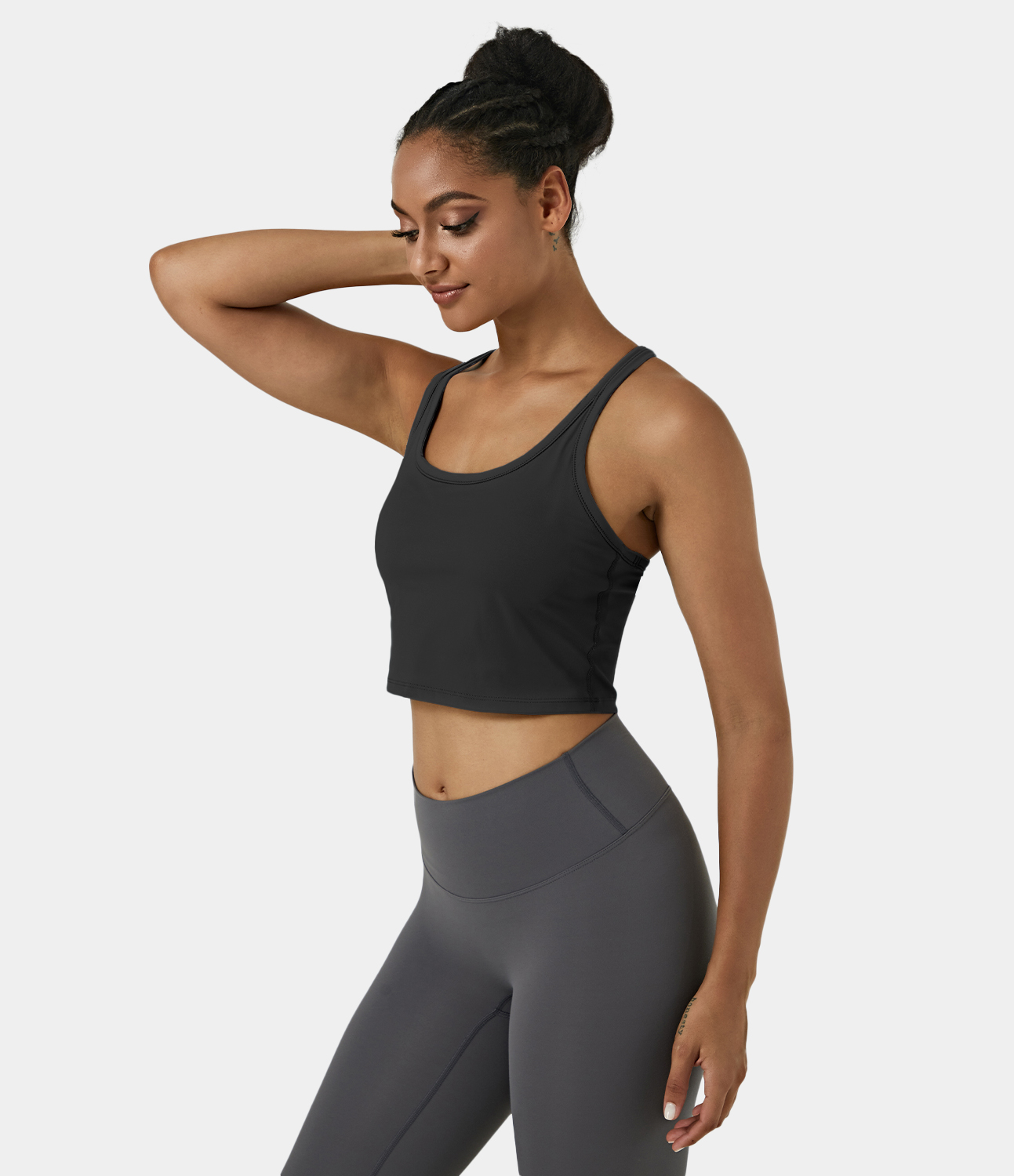 

Halara Racerback Workout Cropped Tank Top Tank Top - Black -  golf tops halter top tunic tops sleeveless tops backless top